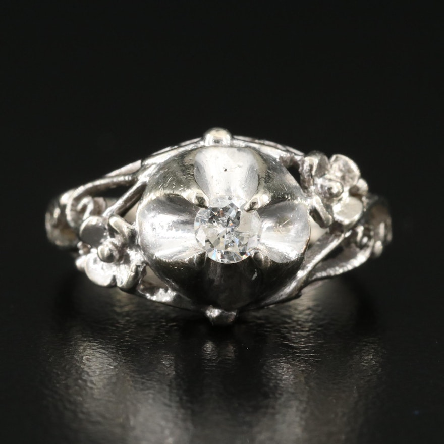 Vintage 10K 0.20 CT Diamond Belcher Set Solitaire Ring