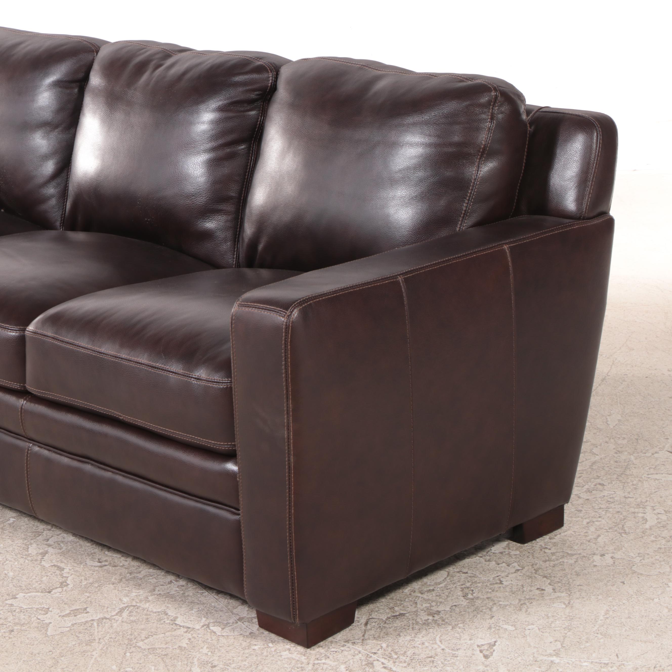 Simon Li "Chanton" Brown Leather Sofa