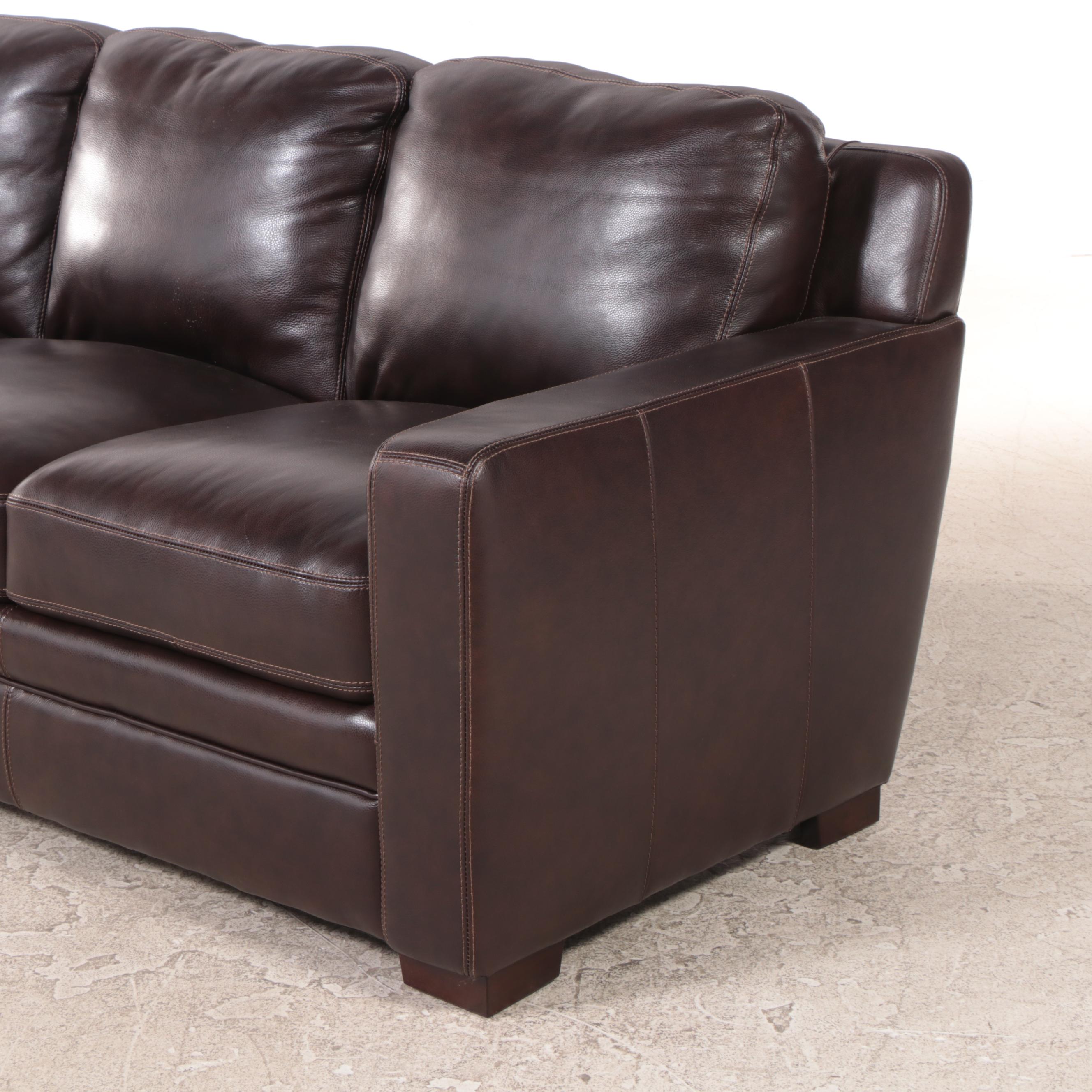 Simon Li "Chanton" Brown Leather Sofa