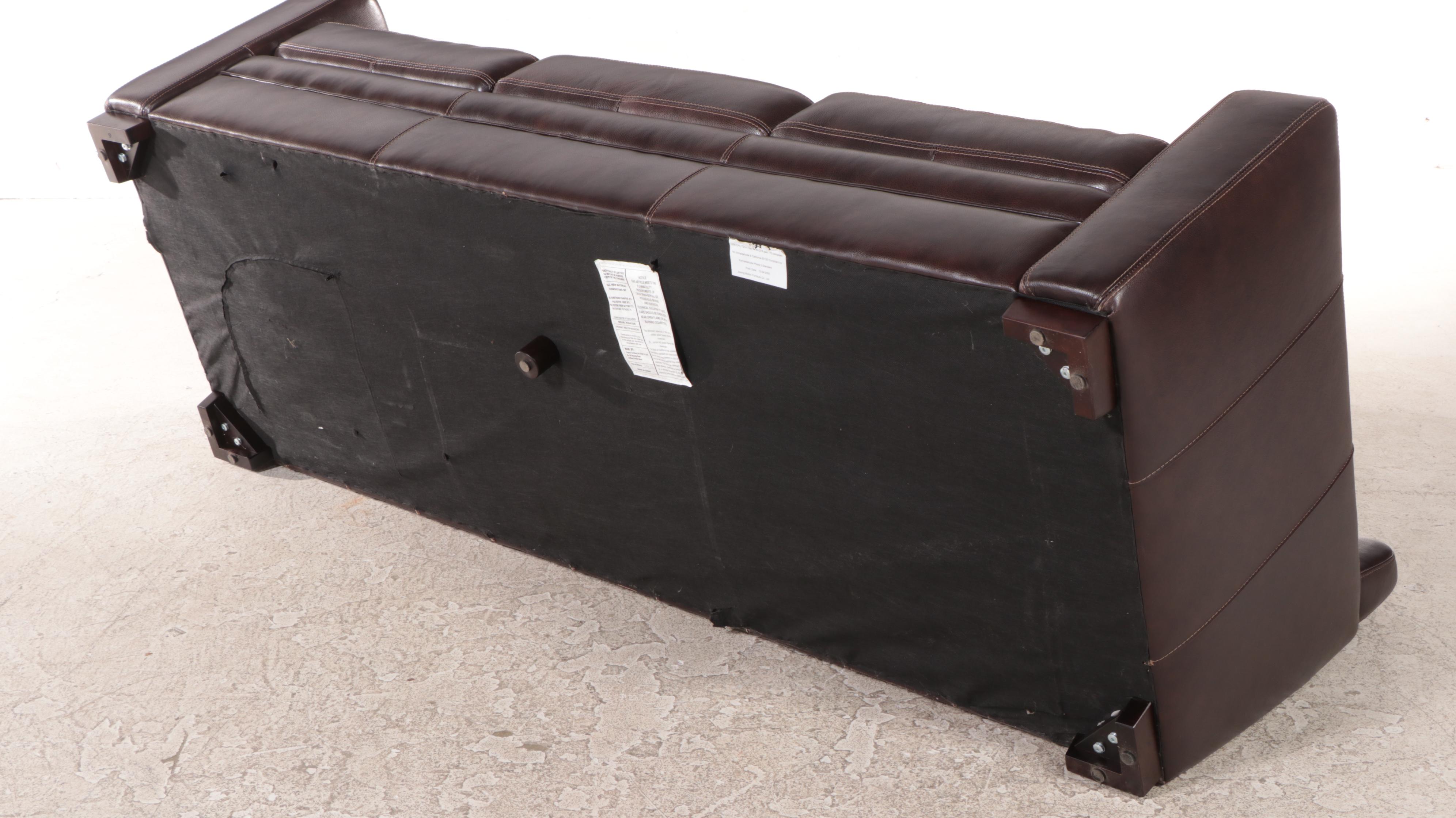 Simon Li "Chanton" Brown Leather Sofa