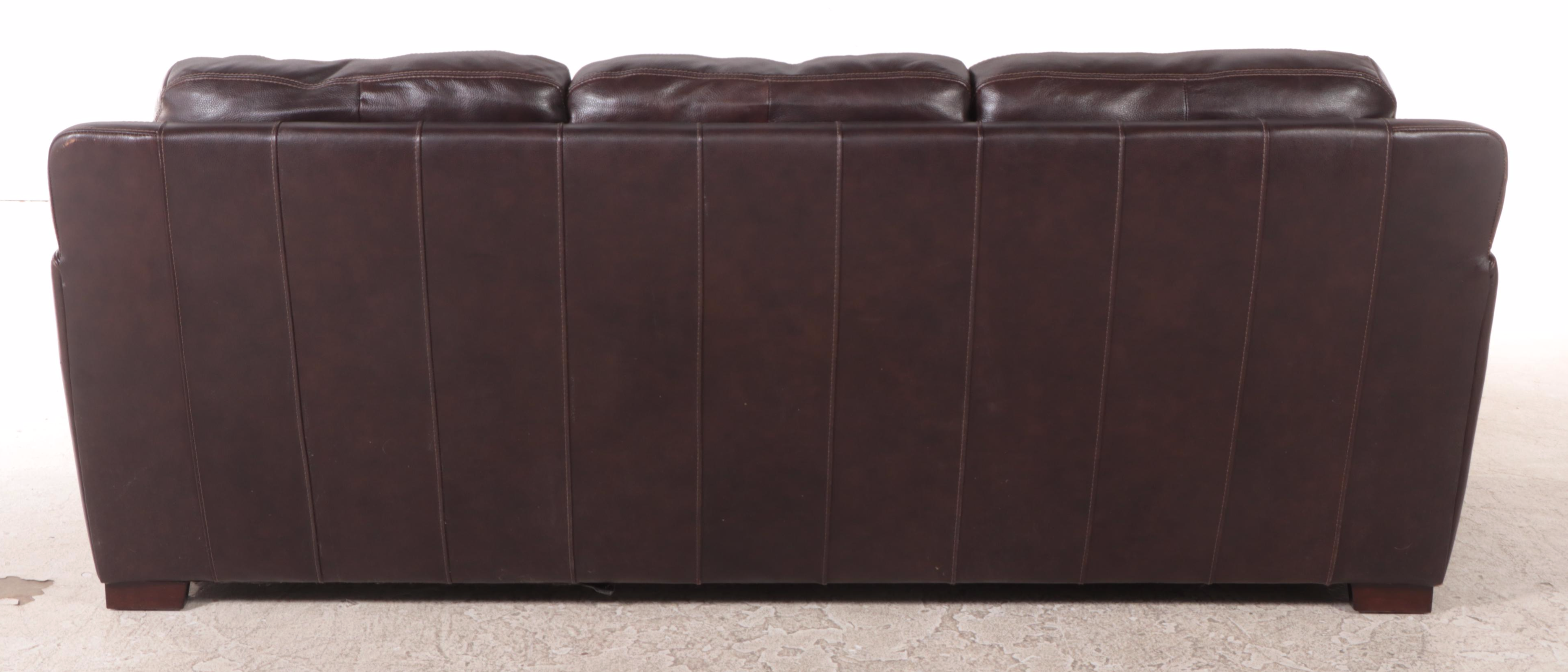 Simon Li "Chanton" Brown Leather Sofa