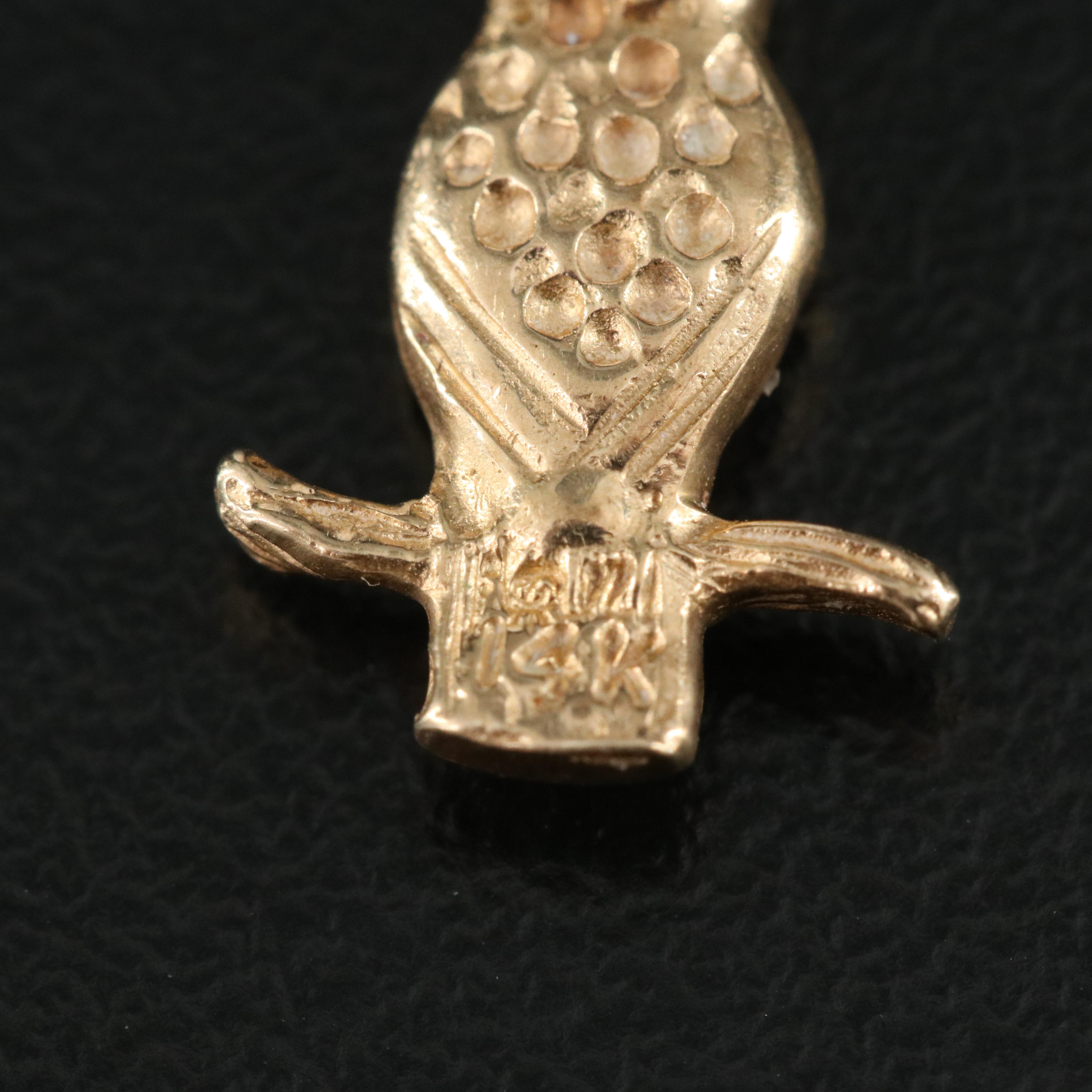 14K Owl Pendant