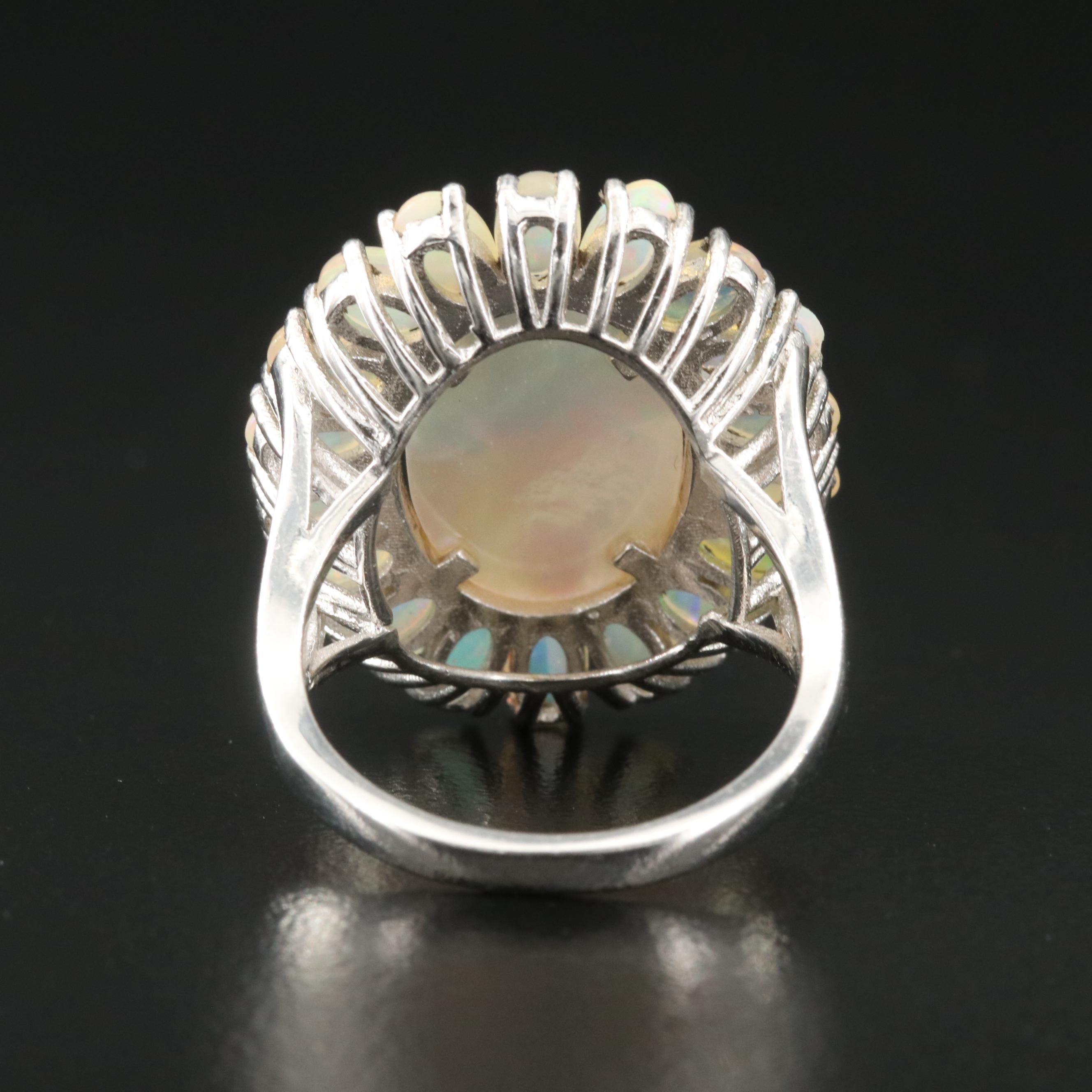 Sterling Mother-of-Pearl and Opal Ring