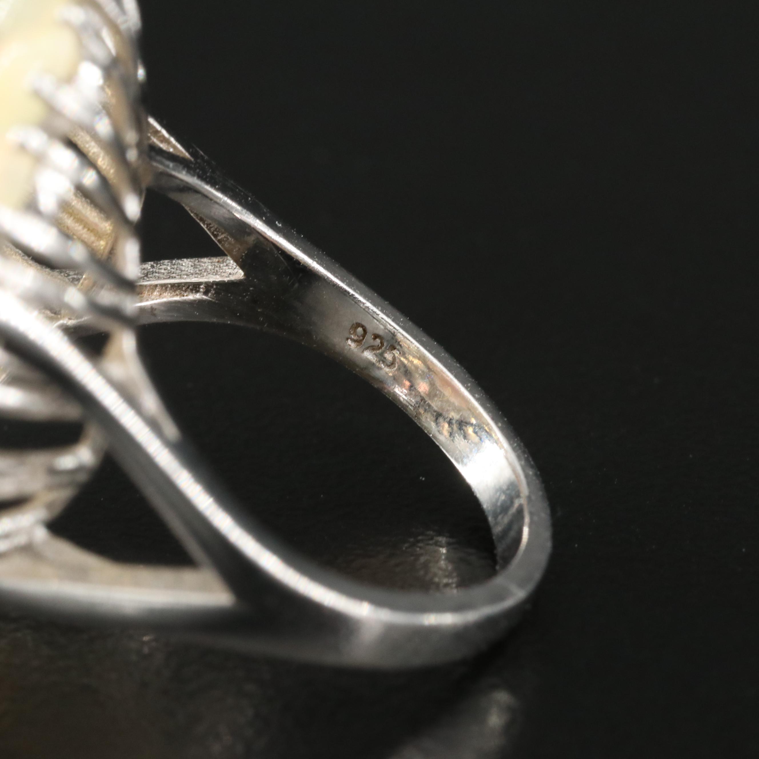 Sterling Mother-of-Pearl and Opal Ring