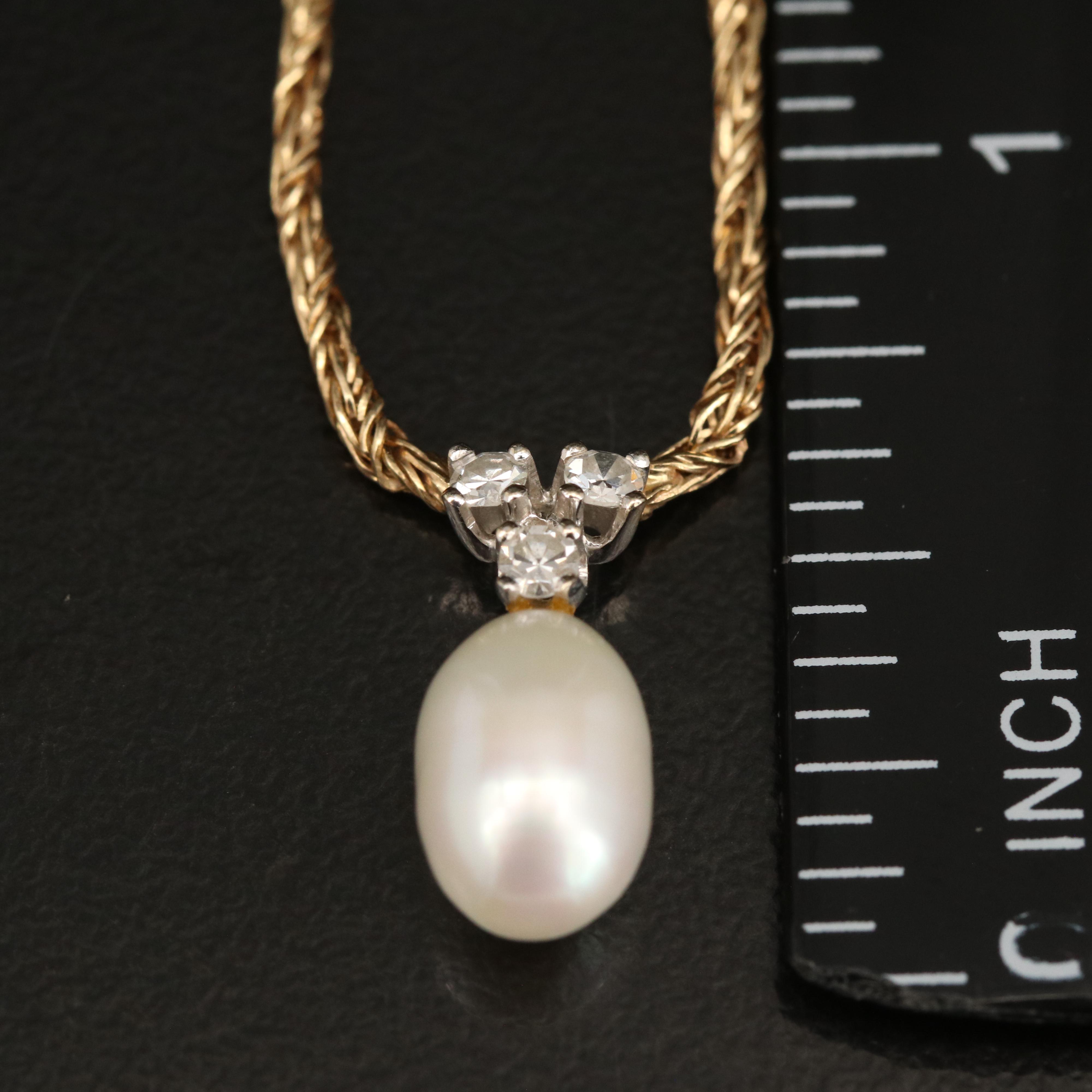 14K Pearl and Diamond Necklace