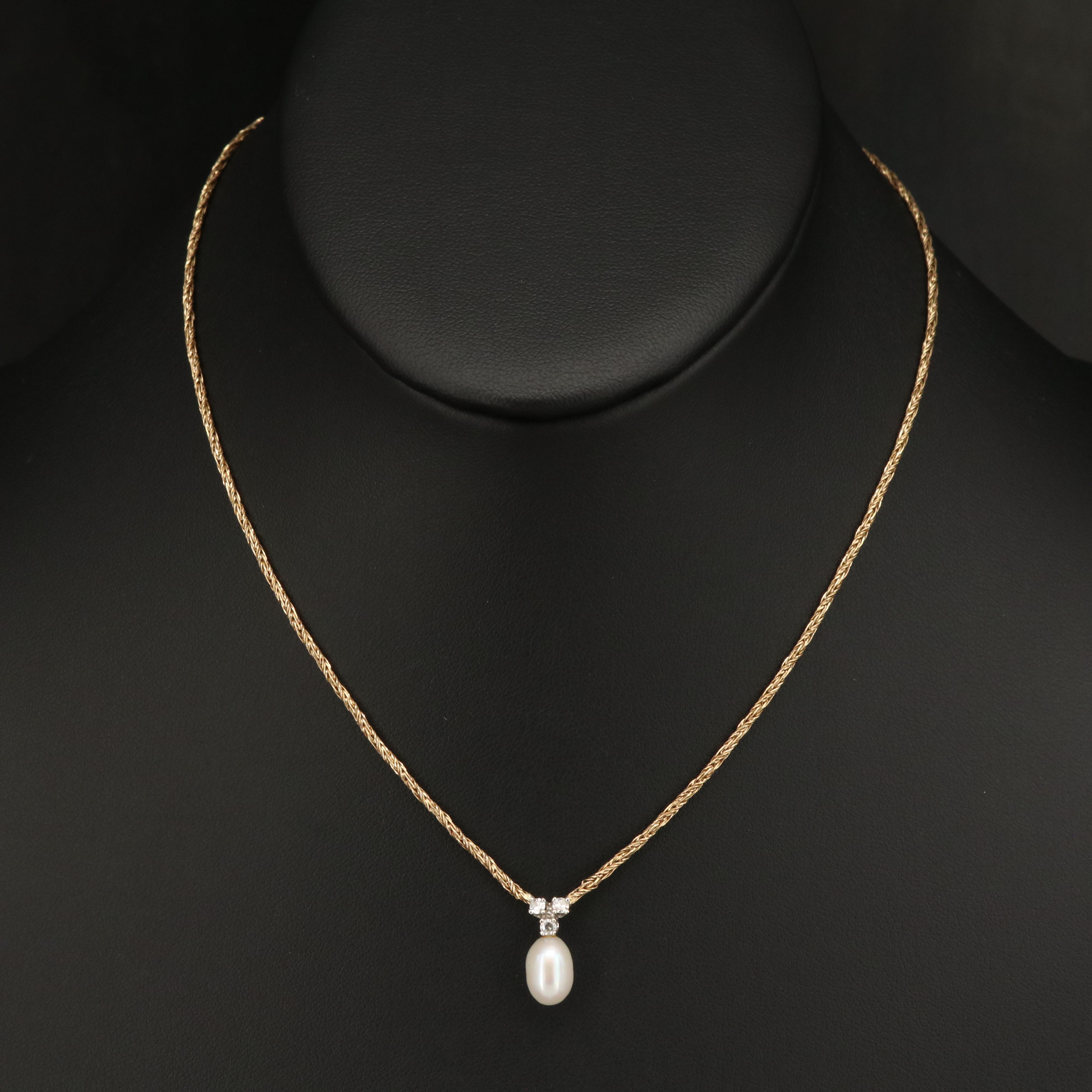 14K Pearl and Diamond Necklace