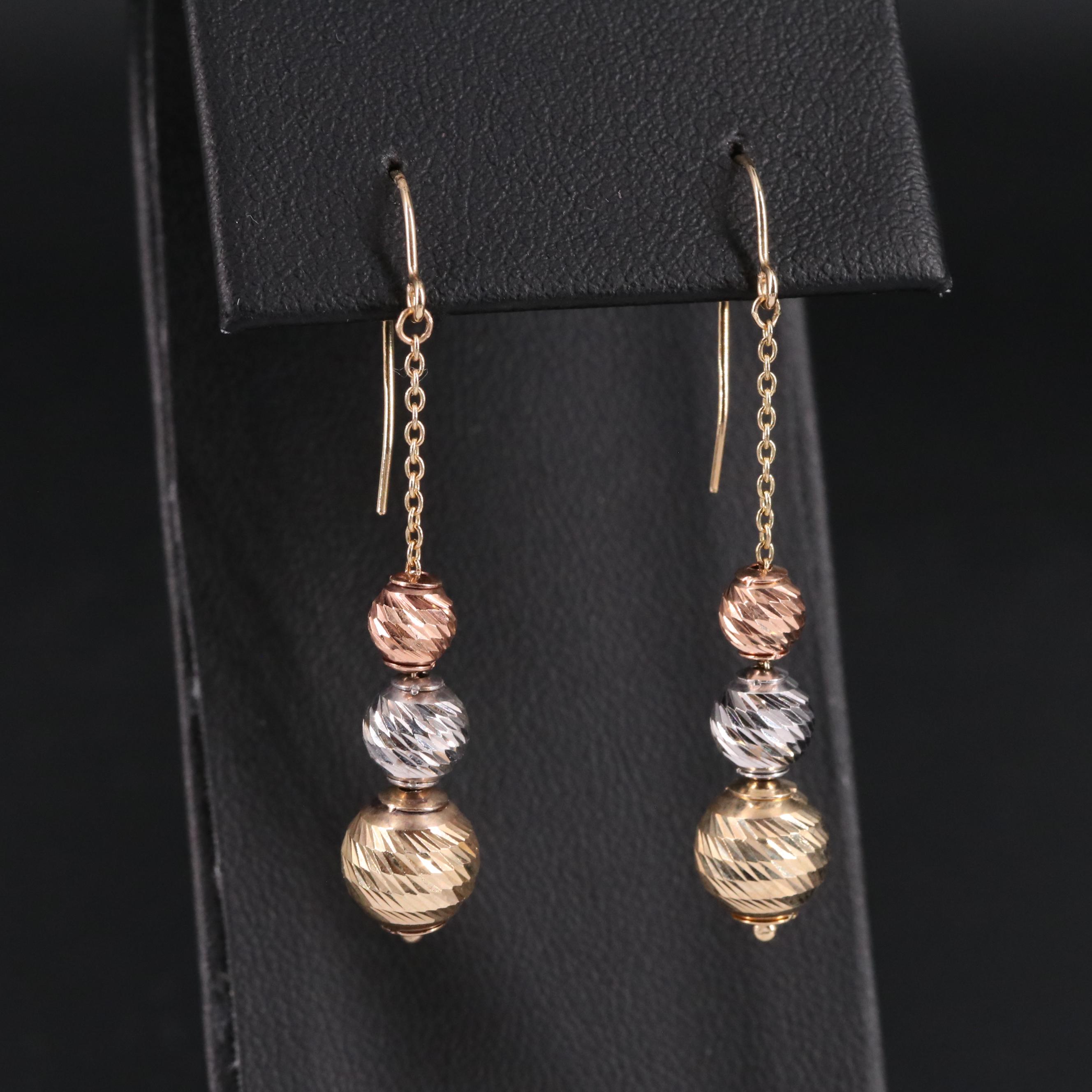 14K Beaded Dangle Earrings