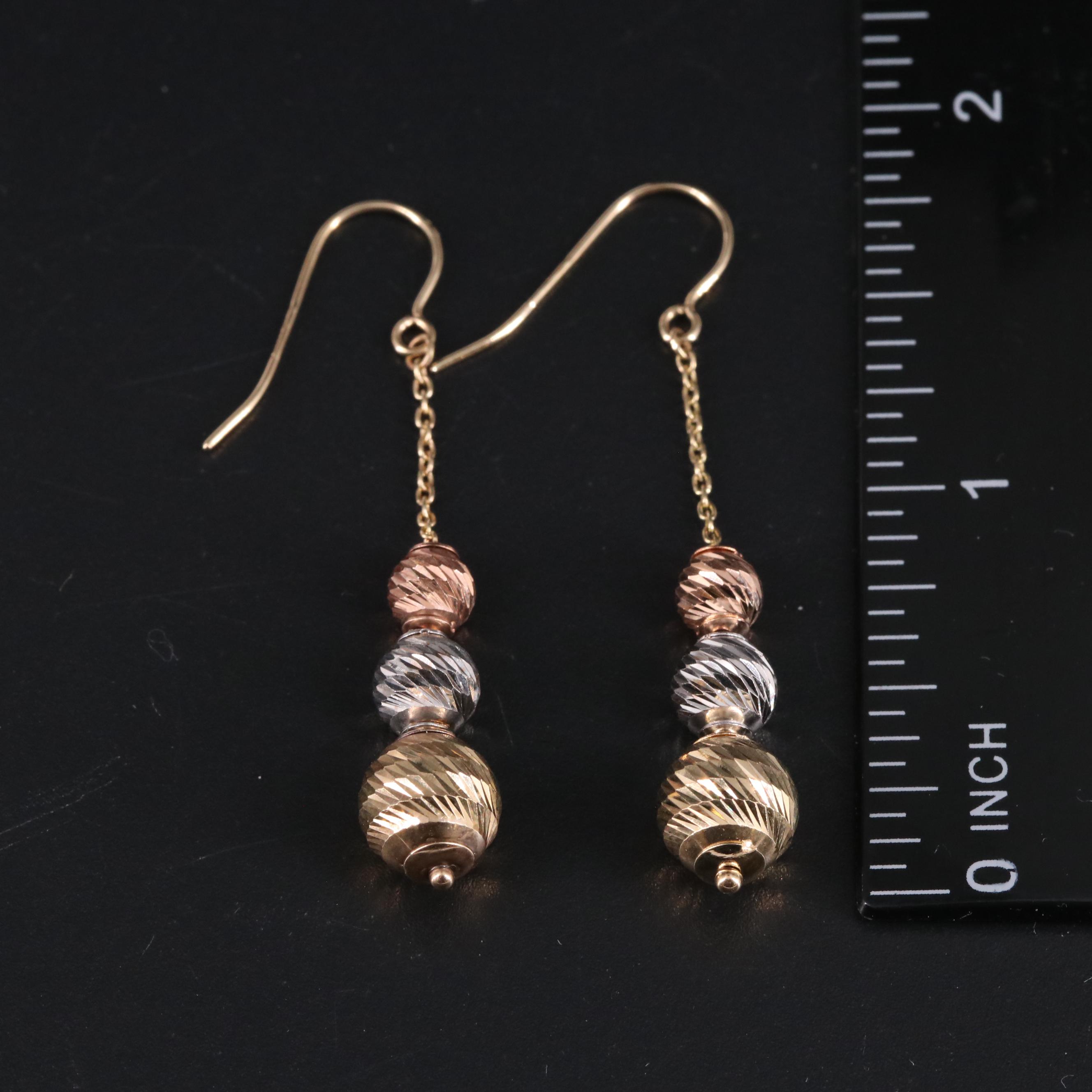 14K Beaded Dangle Earrings