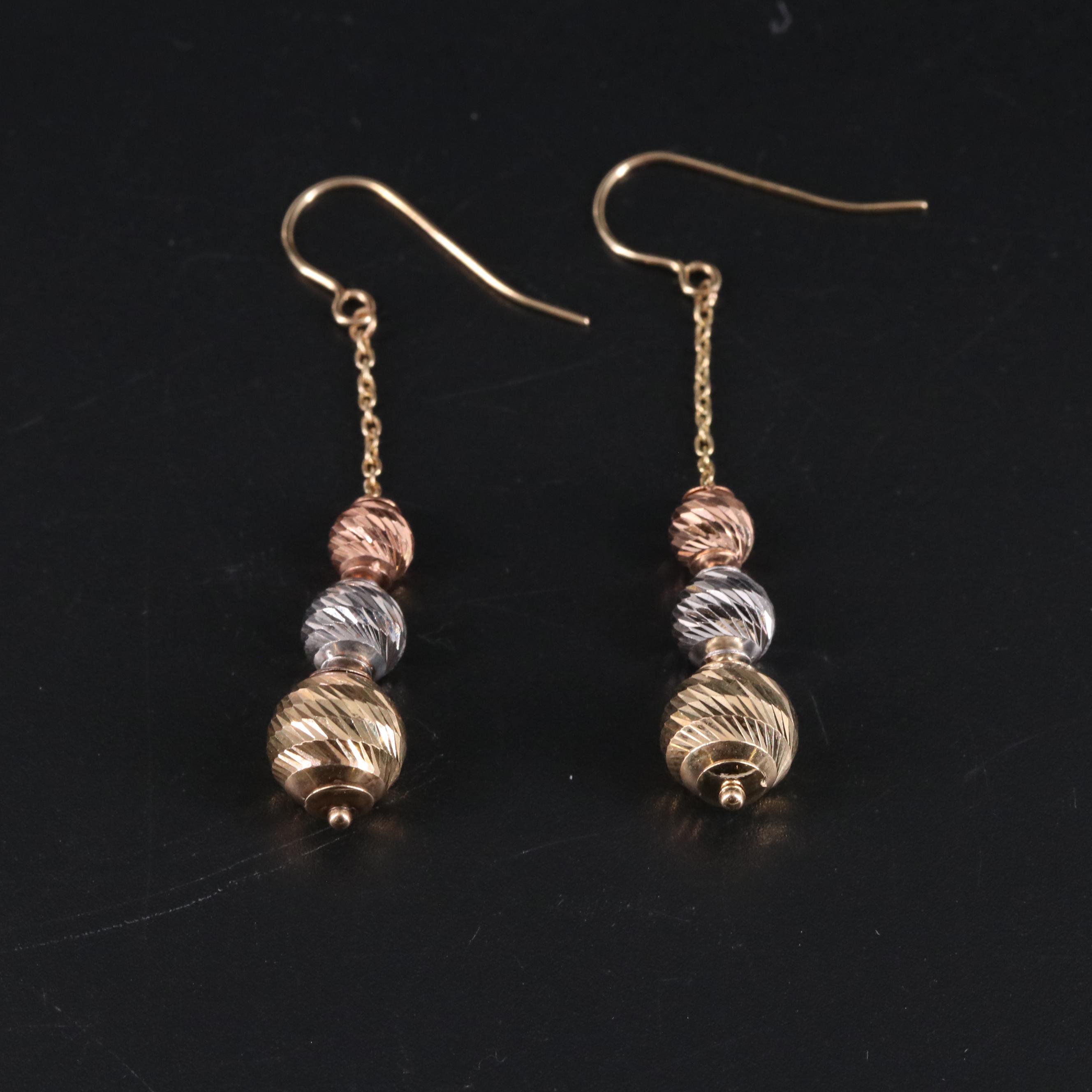 14K Beaded Dangle Earrings