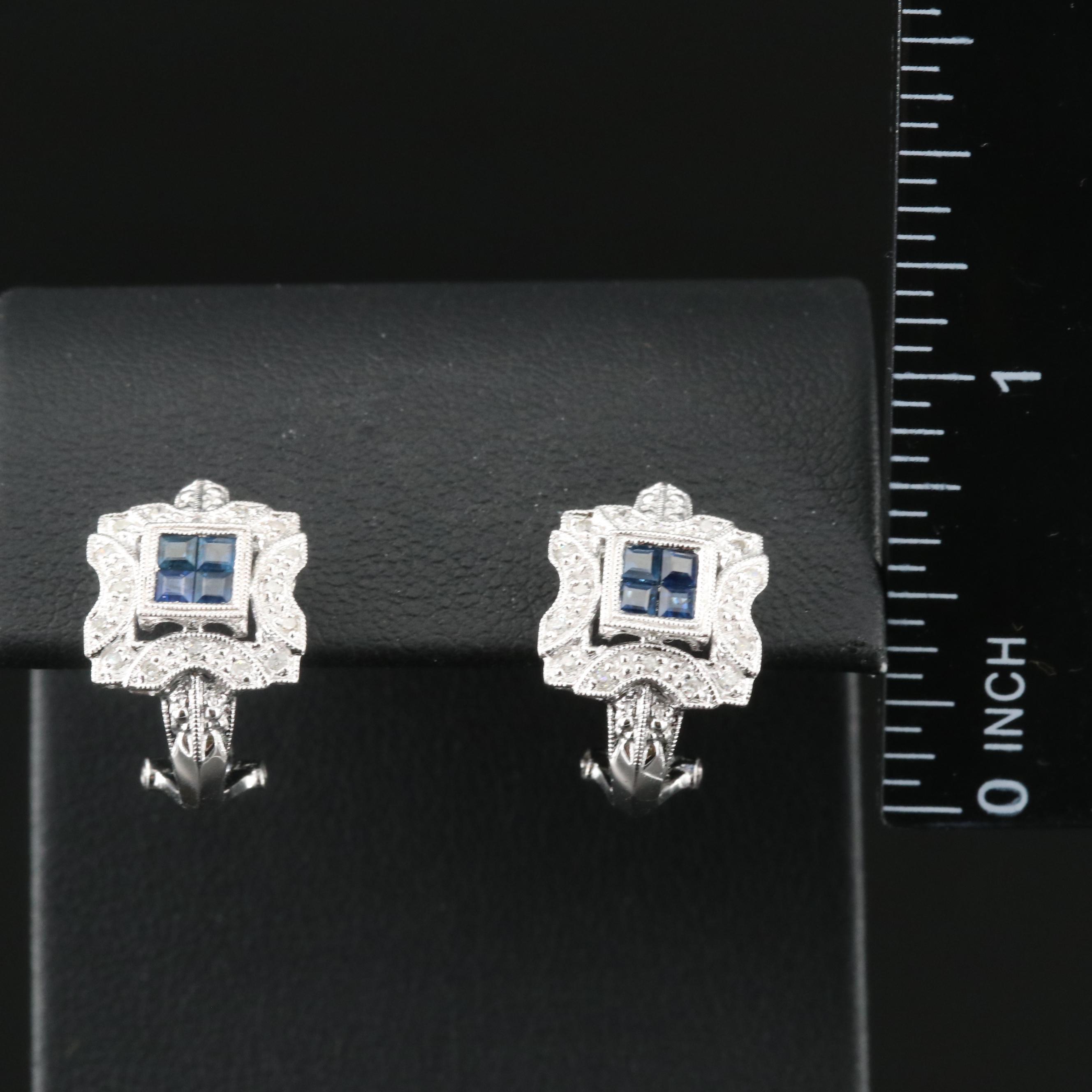 14K Sapphire and Diamond JHoop Earrings