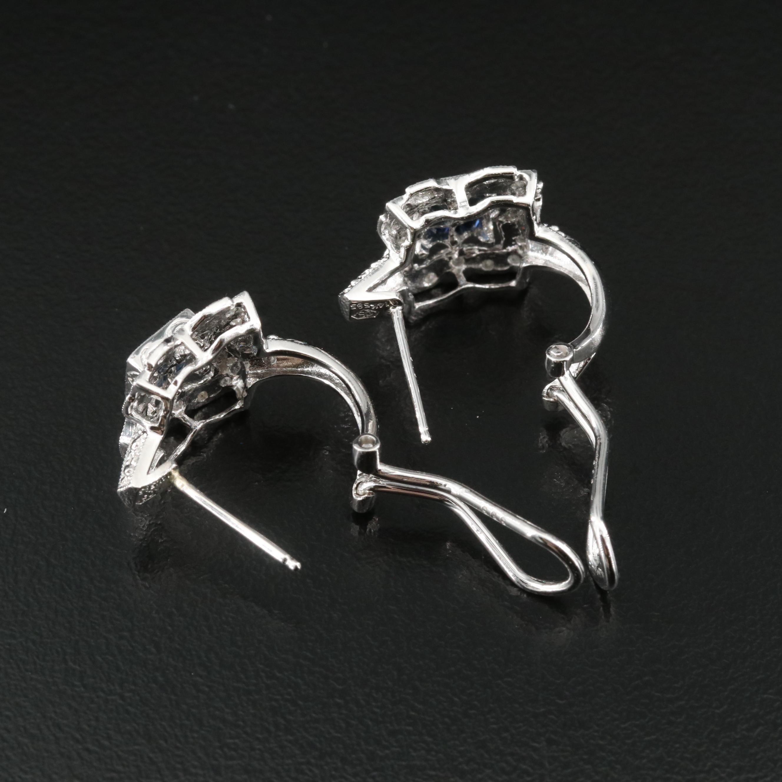 14K Sapphire and Diamond JHoop Earrings