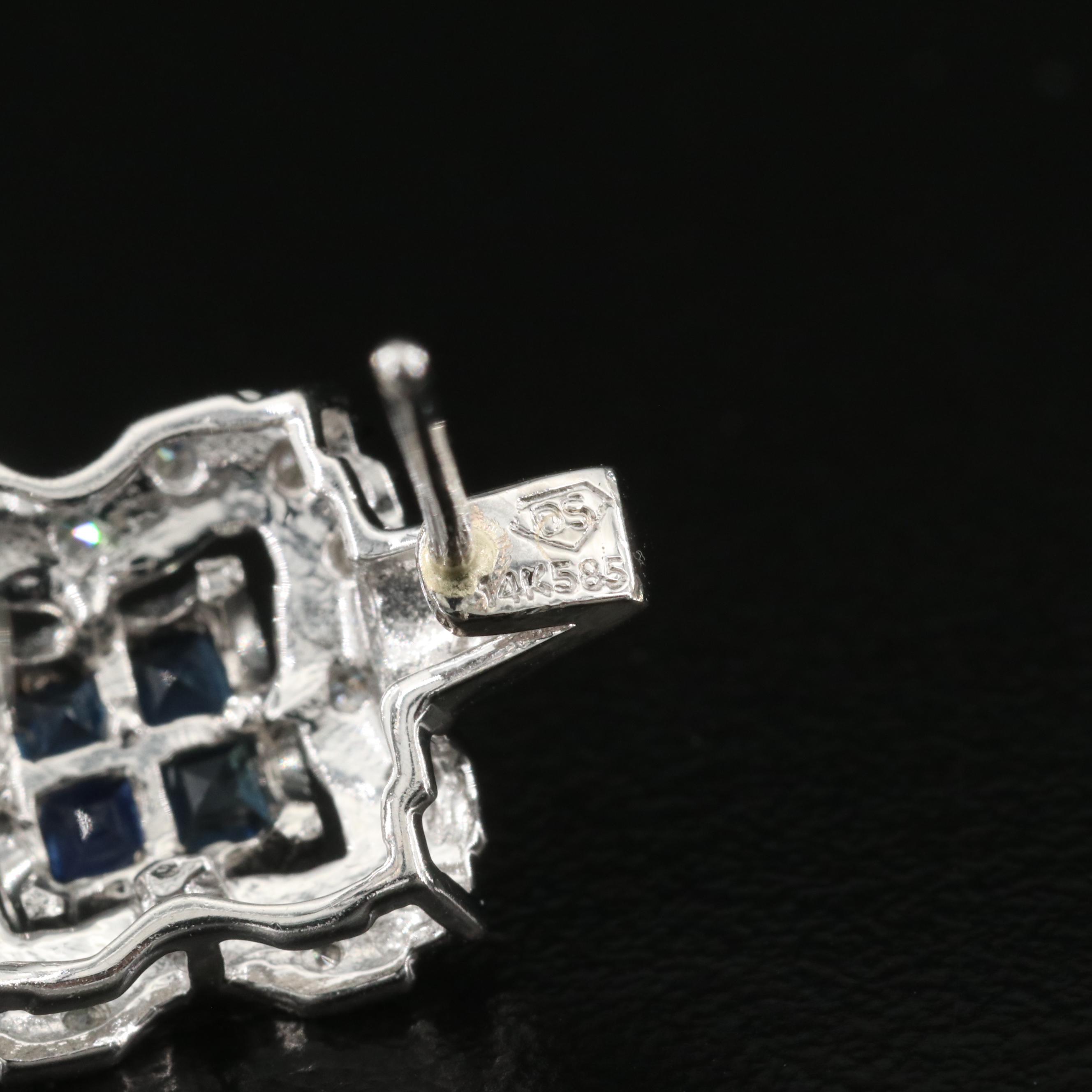 14K Sapphire and Diamond JHoop Earrings