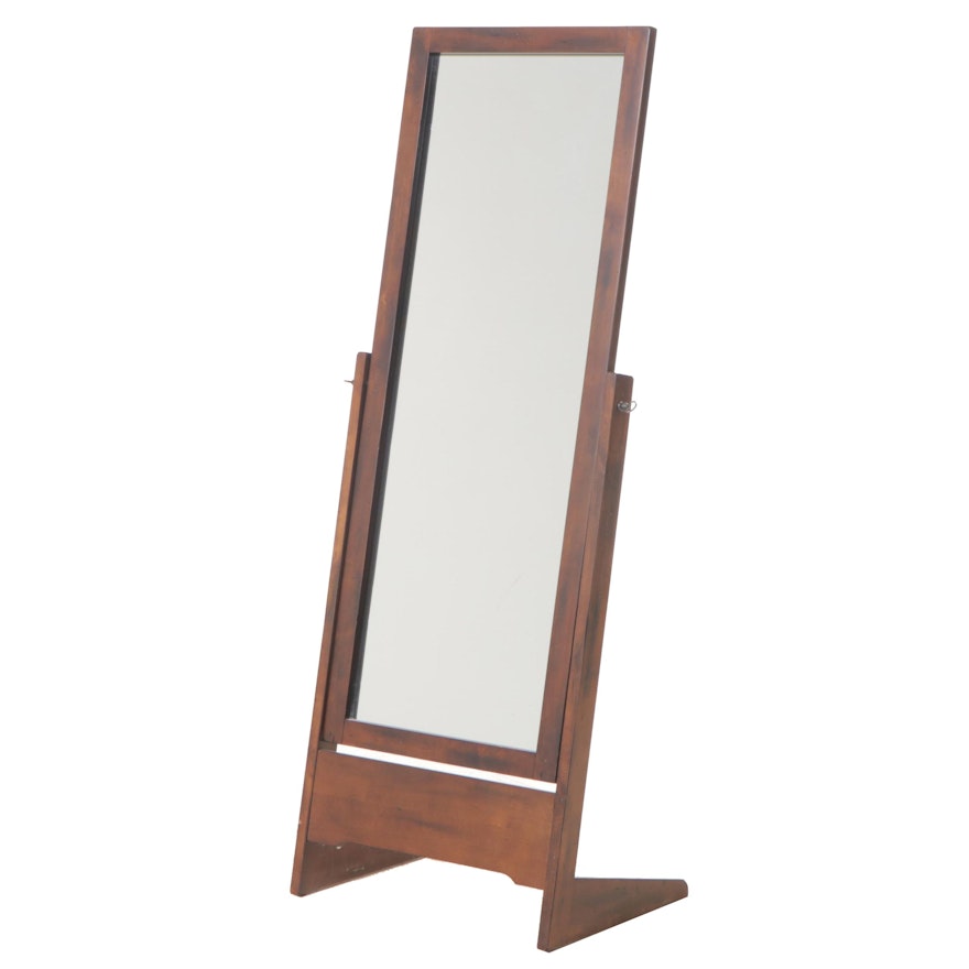 Contemporary Hardwood-Veneered Cheval Mirror