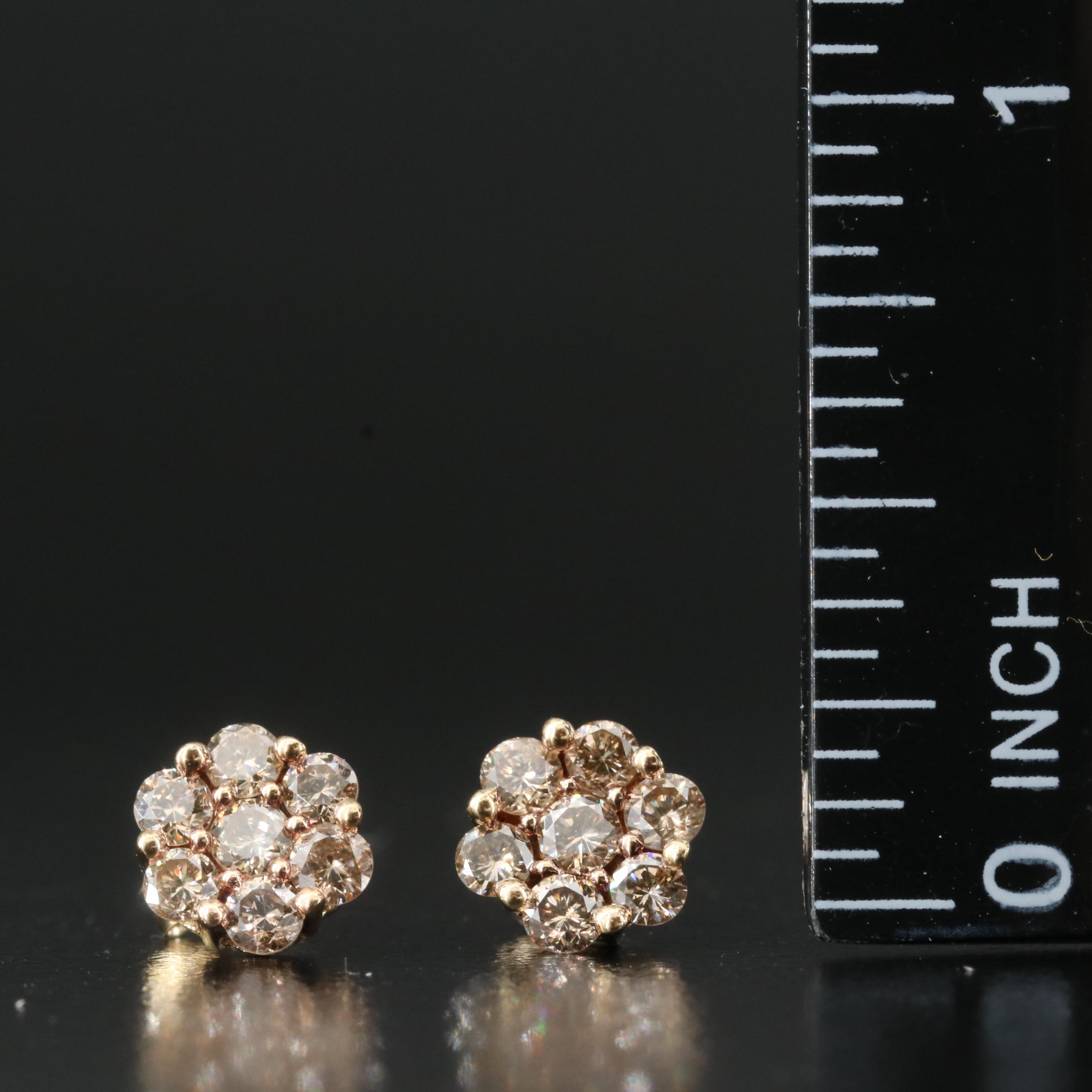 10K 0.86 CTW Diamond Cluster Earrings