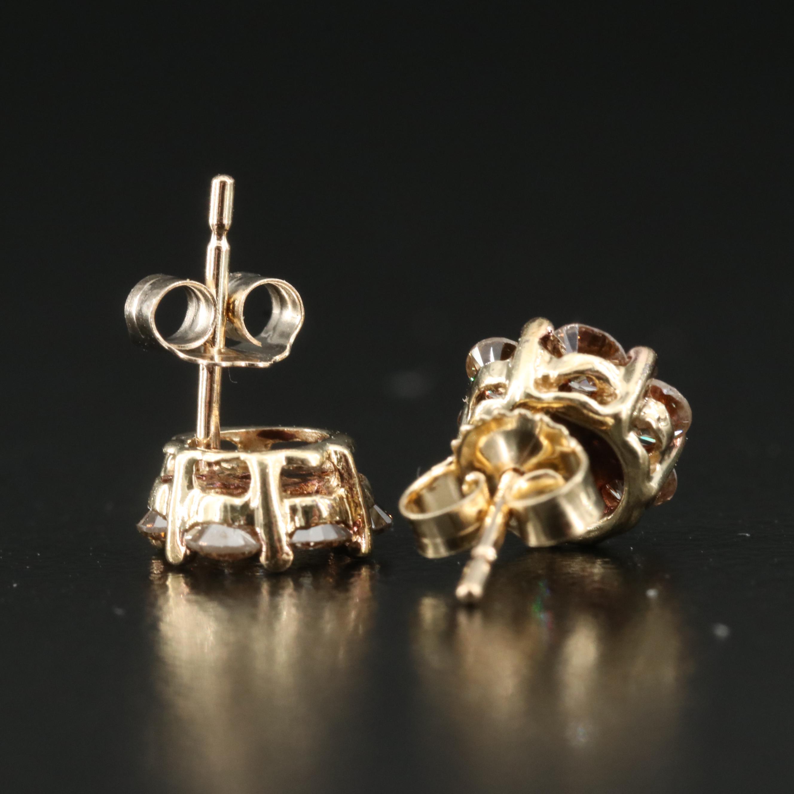 10K 0.86 CTW Diamond Cluster Earrings