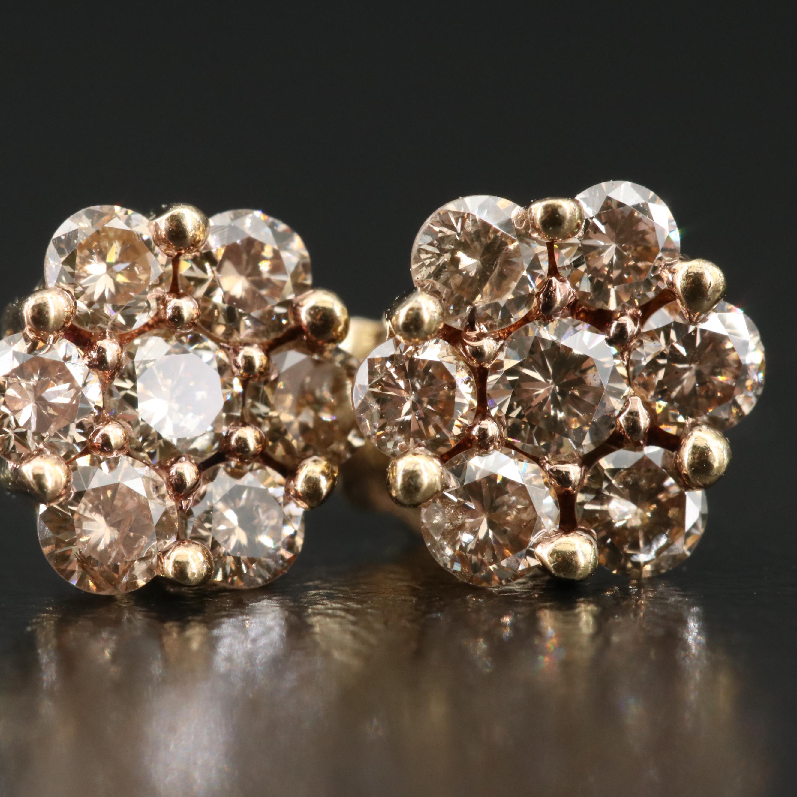 10K 0.86 CTW Diamond Cluster Earrings