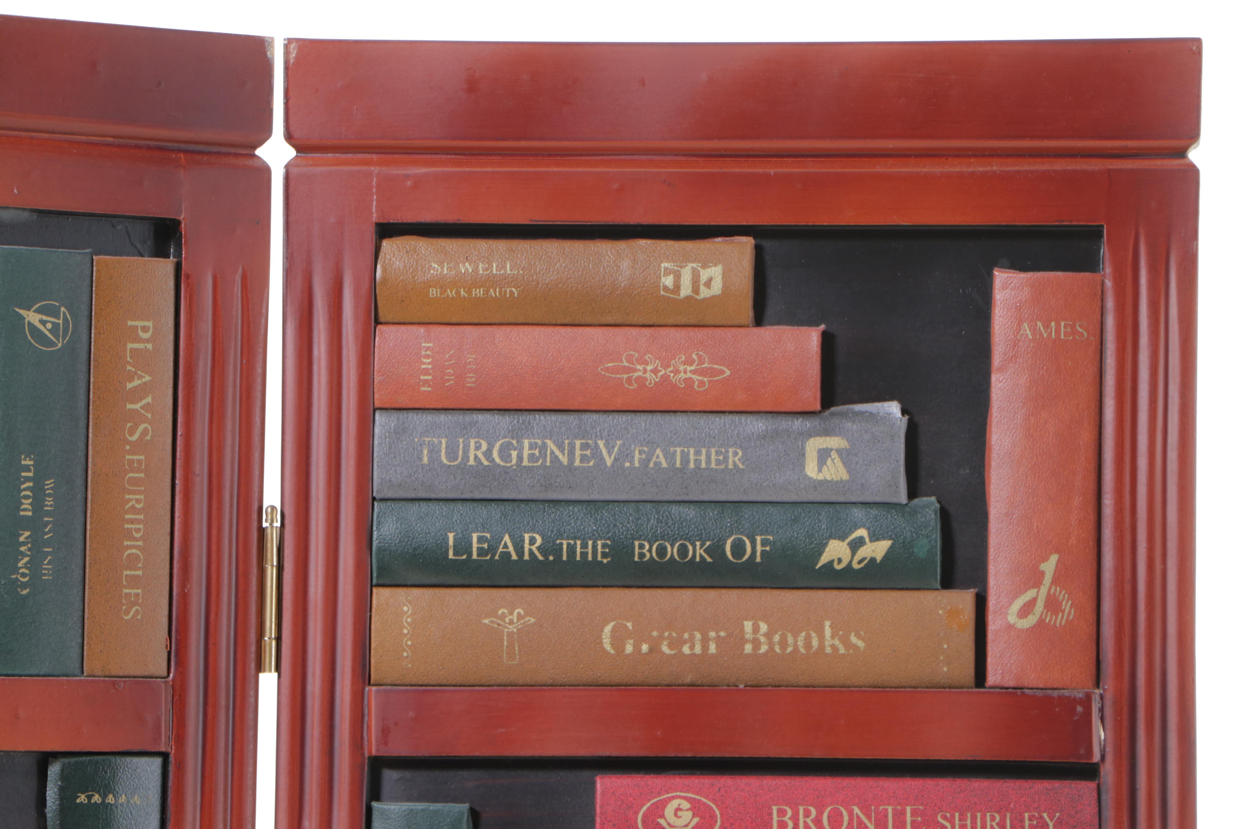 Faux-Bookcase Four-Panel Folding Screen