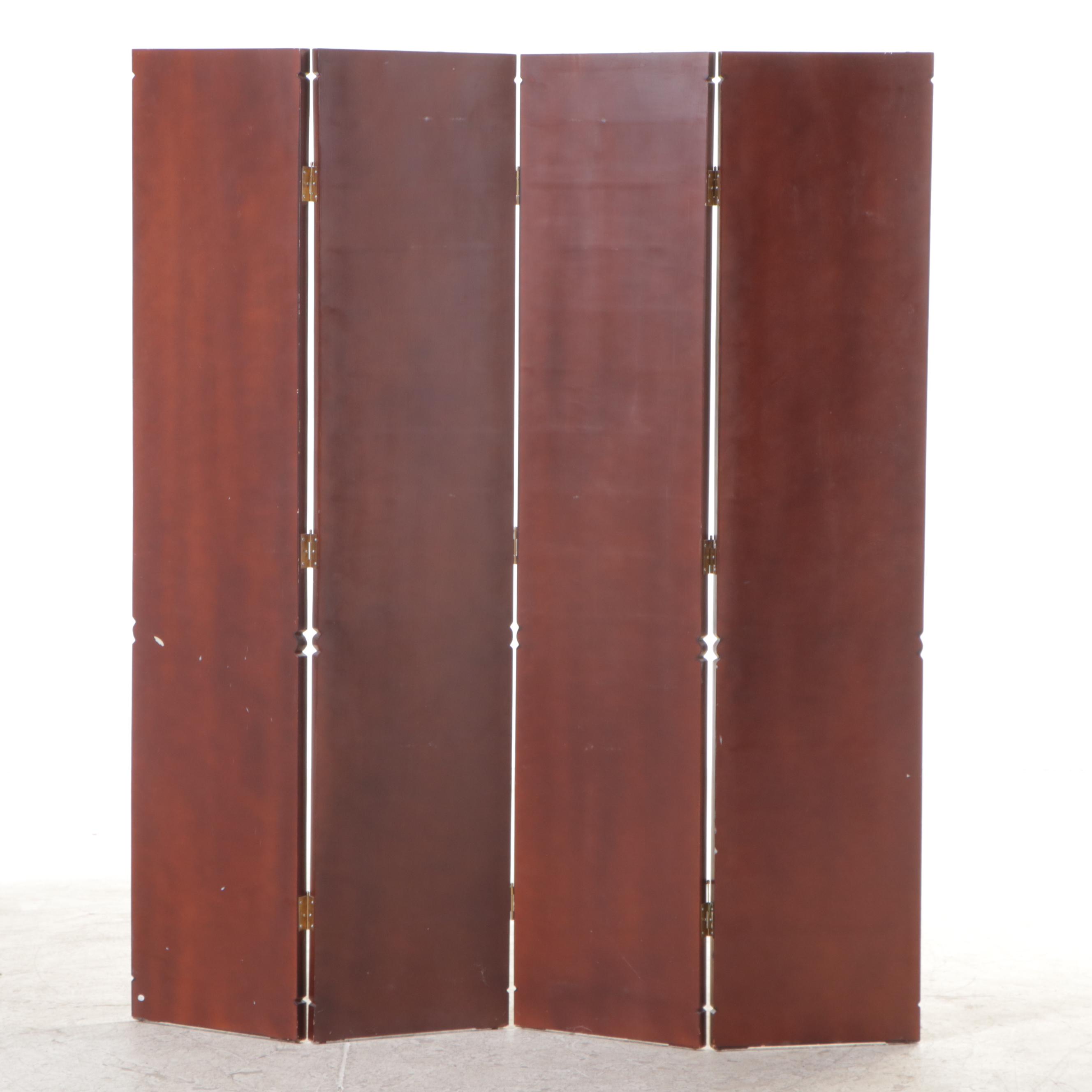 Faux-Bookcase Four-Panel Folding Screen