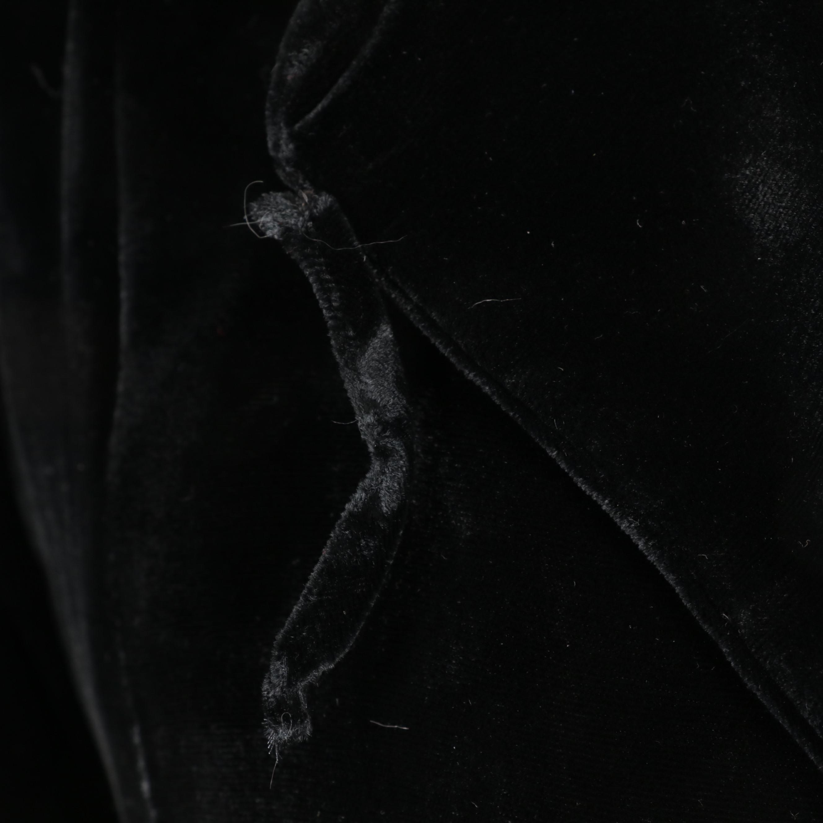 Black Velveteen Hooded Full-Length Opera Coat