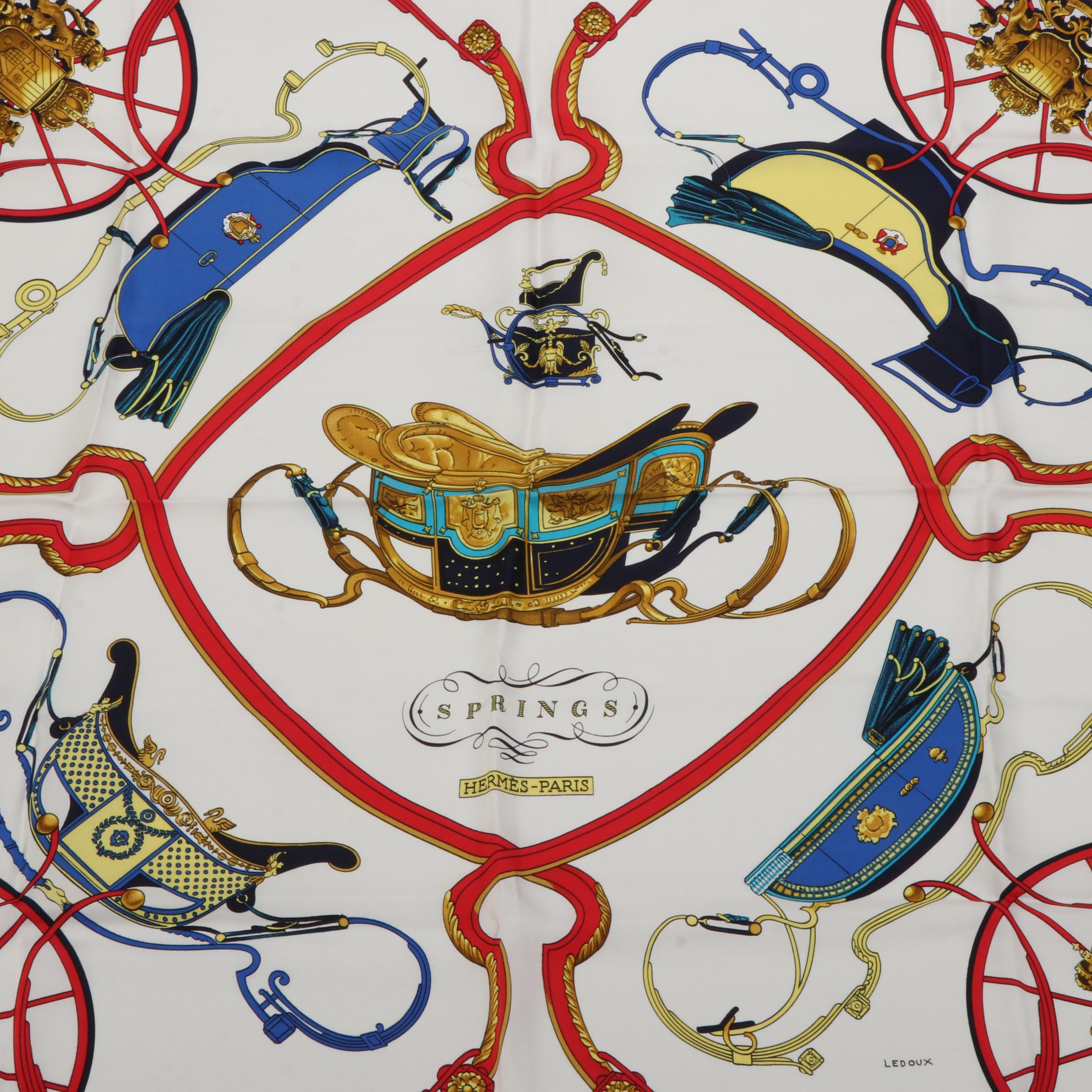 Hermès "Springs" Scarf 90 in Silk Twill