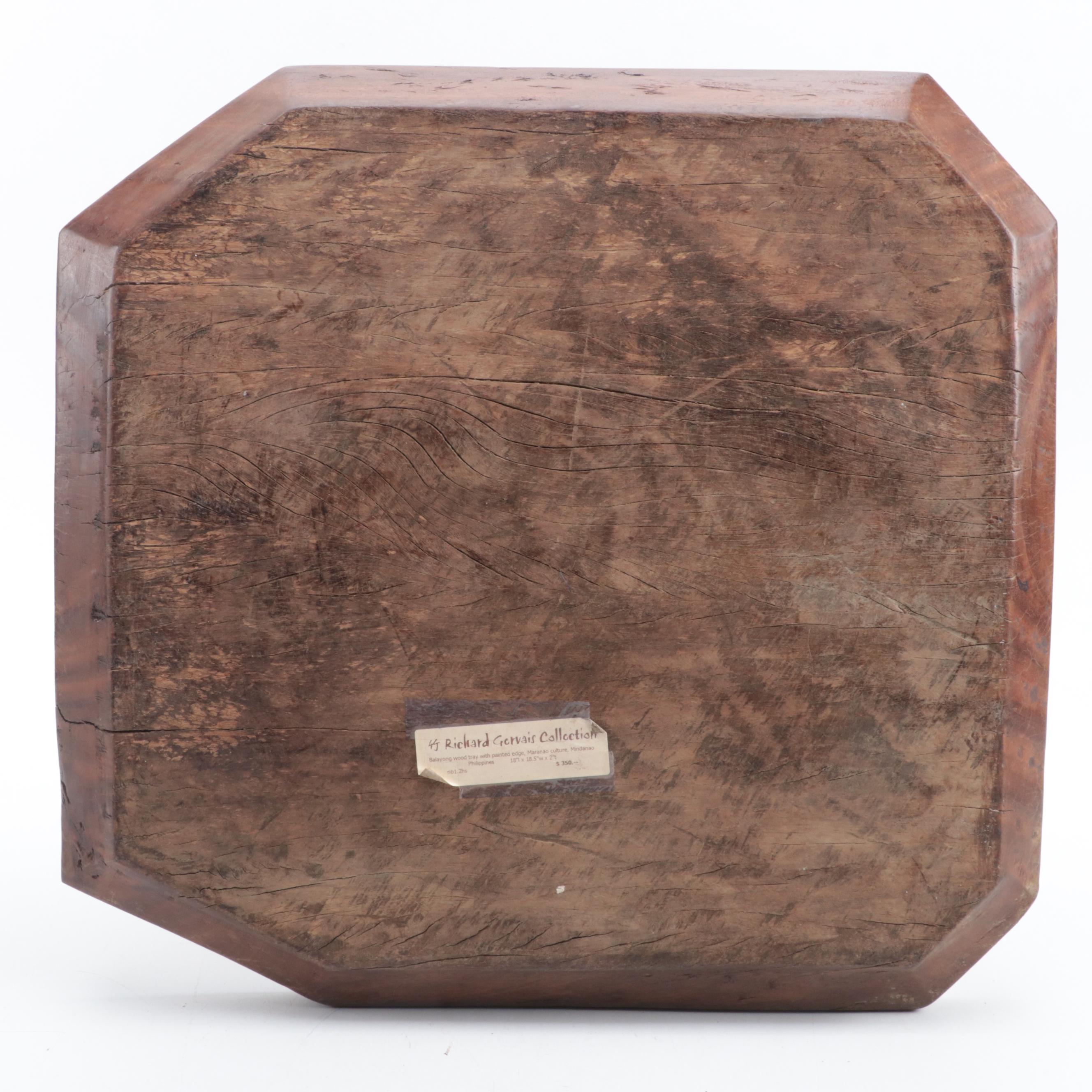 Philippine Maranao Balayong Wood Tray with Painted Border