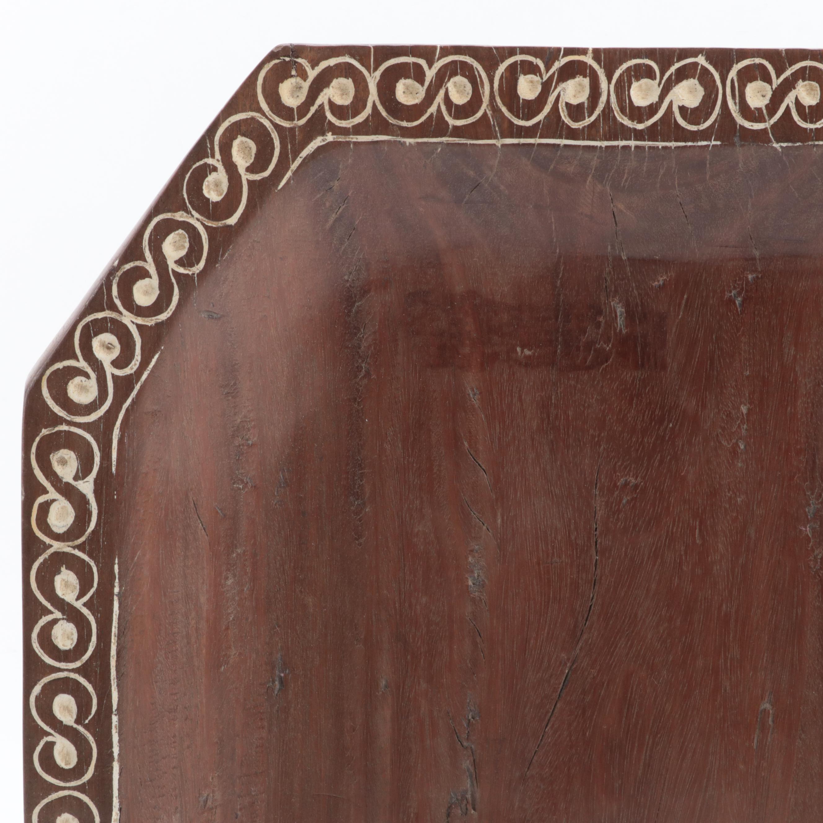 Philippine Maranao Balayong Wood Tray with Painted Border