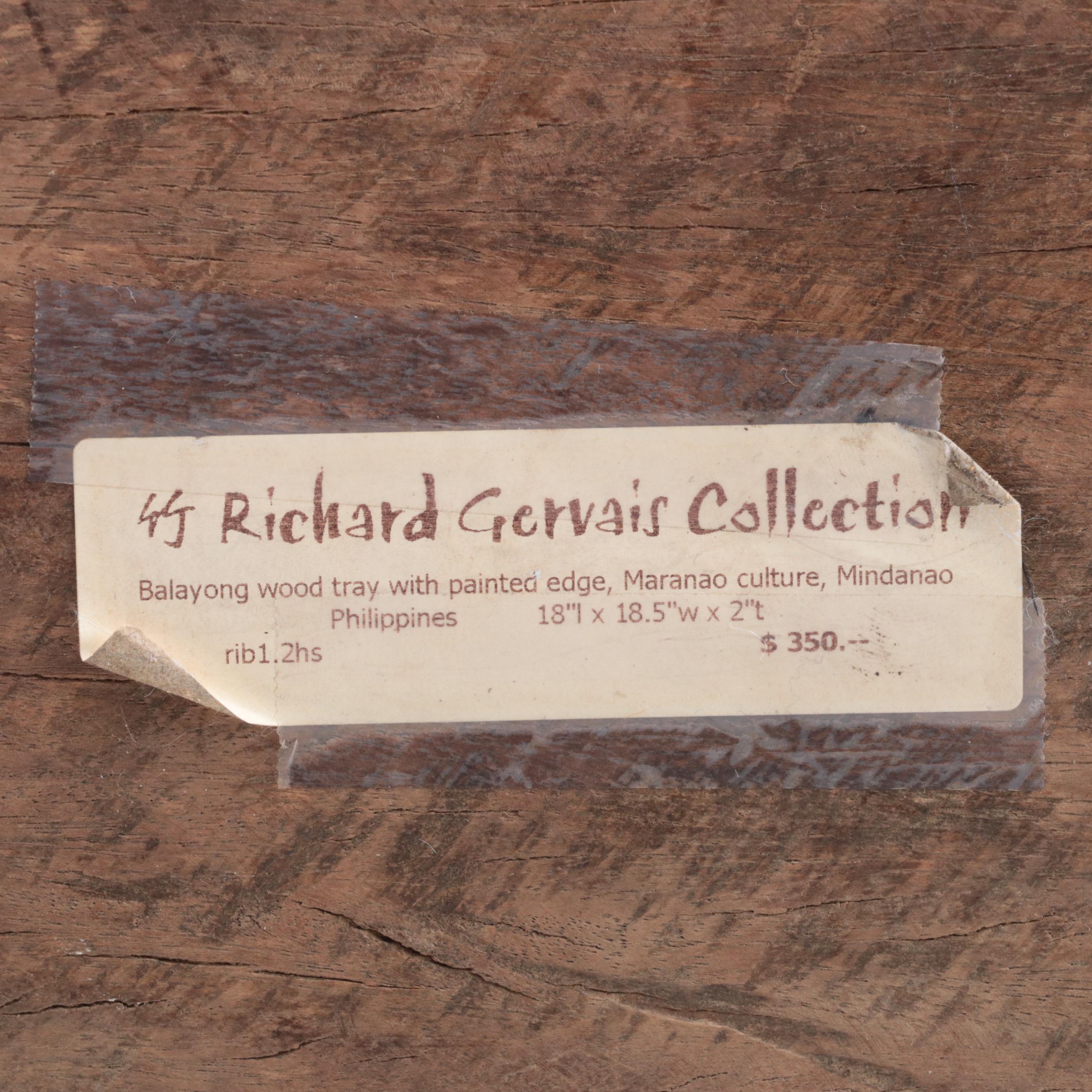 Philippine Maranao Balayong Wood Tray with Painted Border