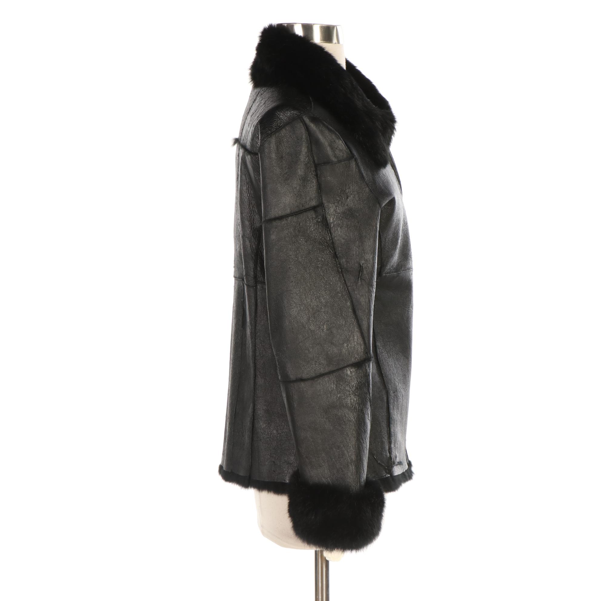 B Lucid Rabbit Skin Fur Lined Jacket