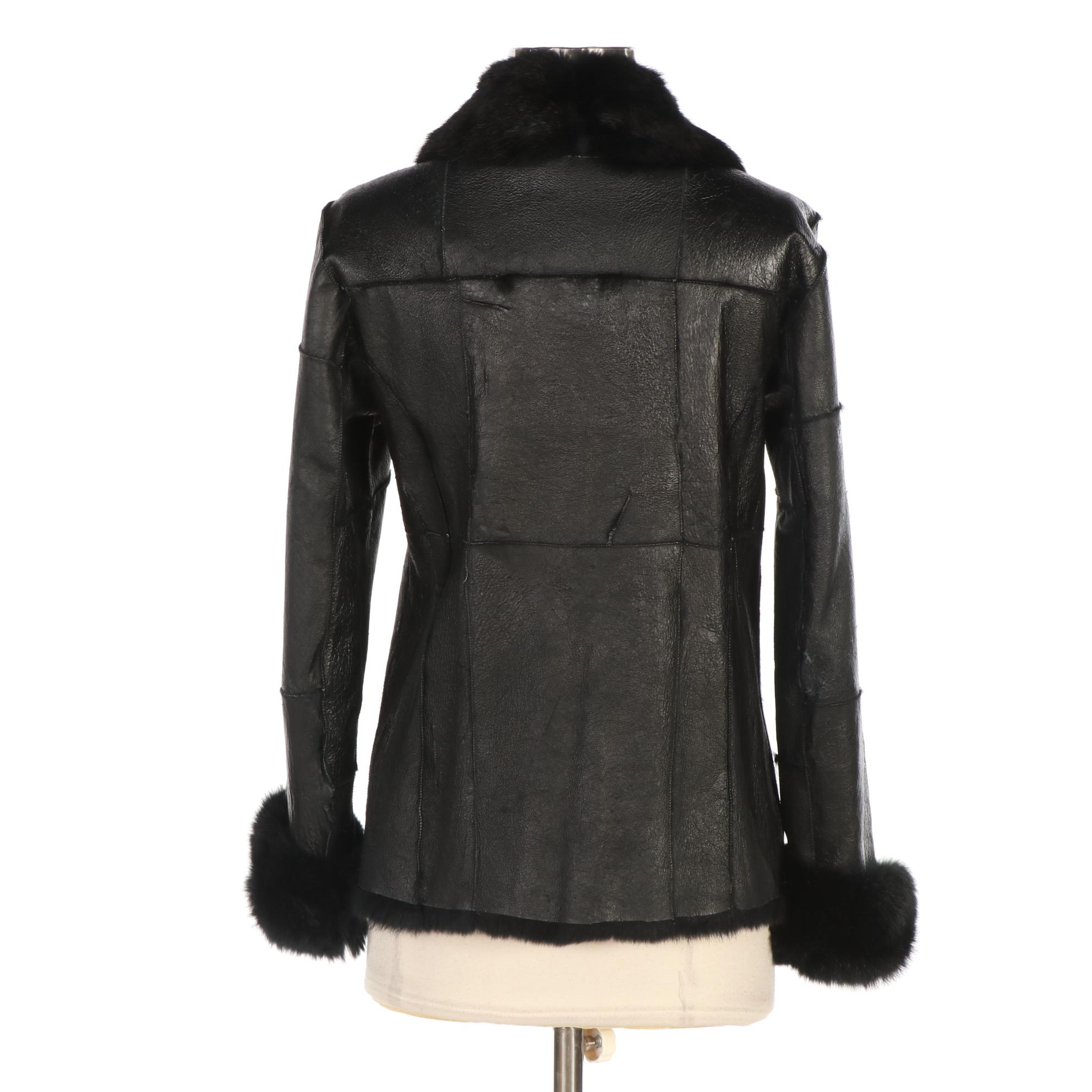 B Lucid Rabbit Skin Fur Lined Jacket