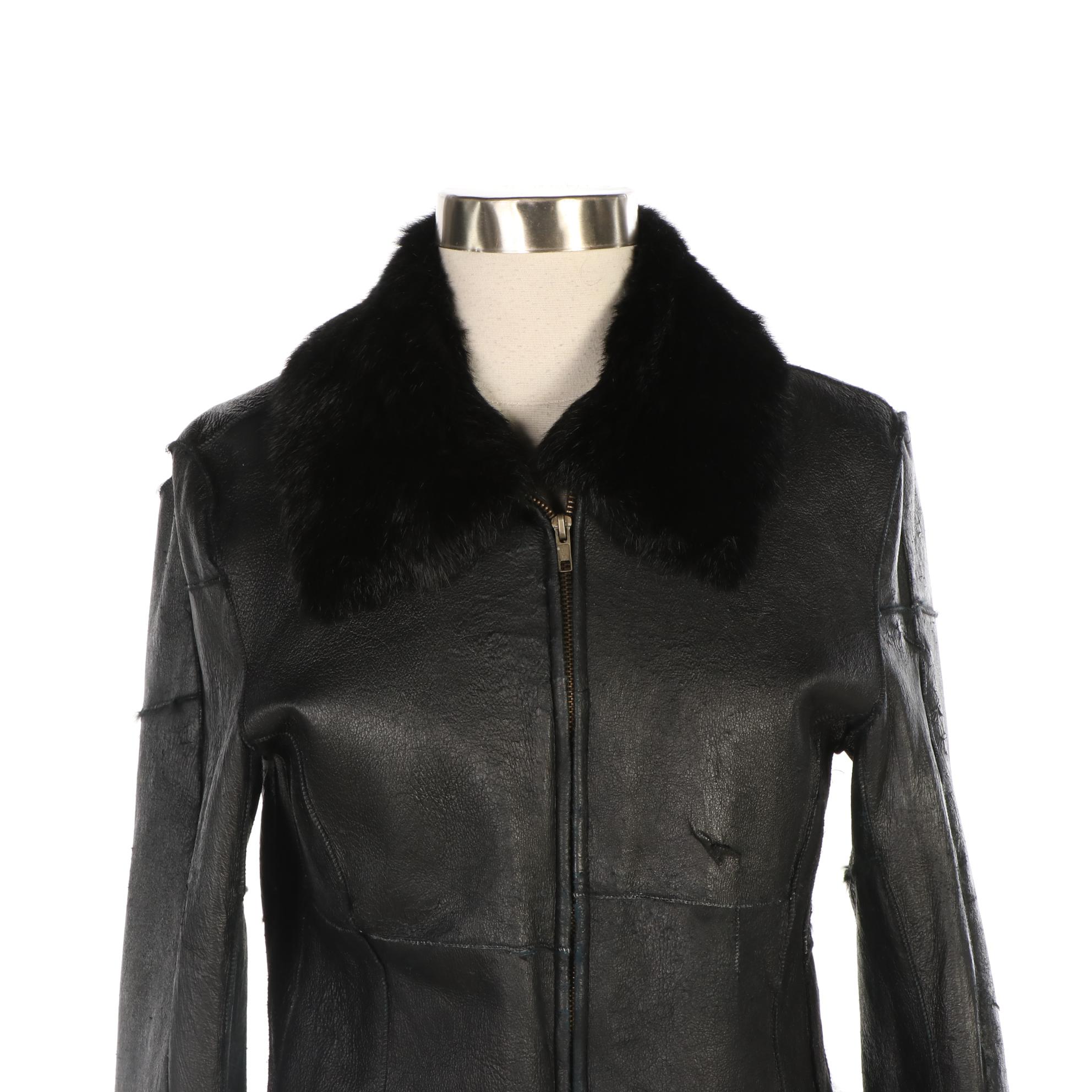 B Lucid Rabbit Skin Fur Lined Jacket