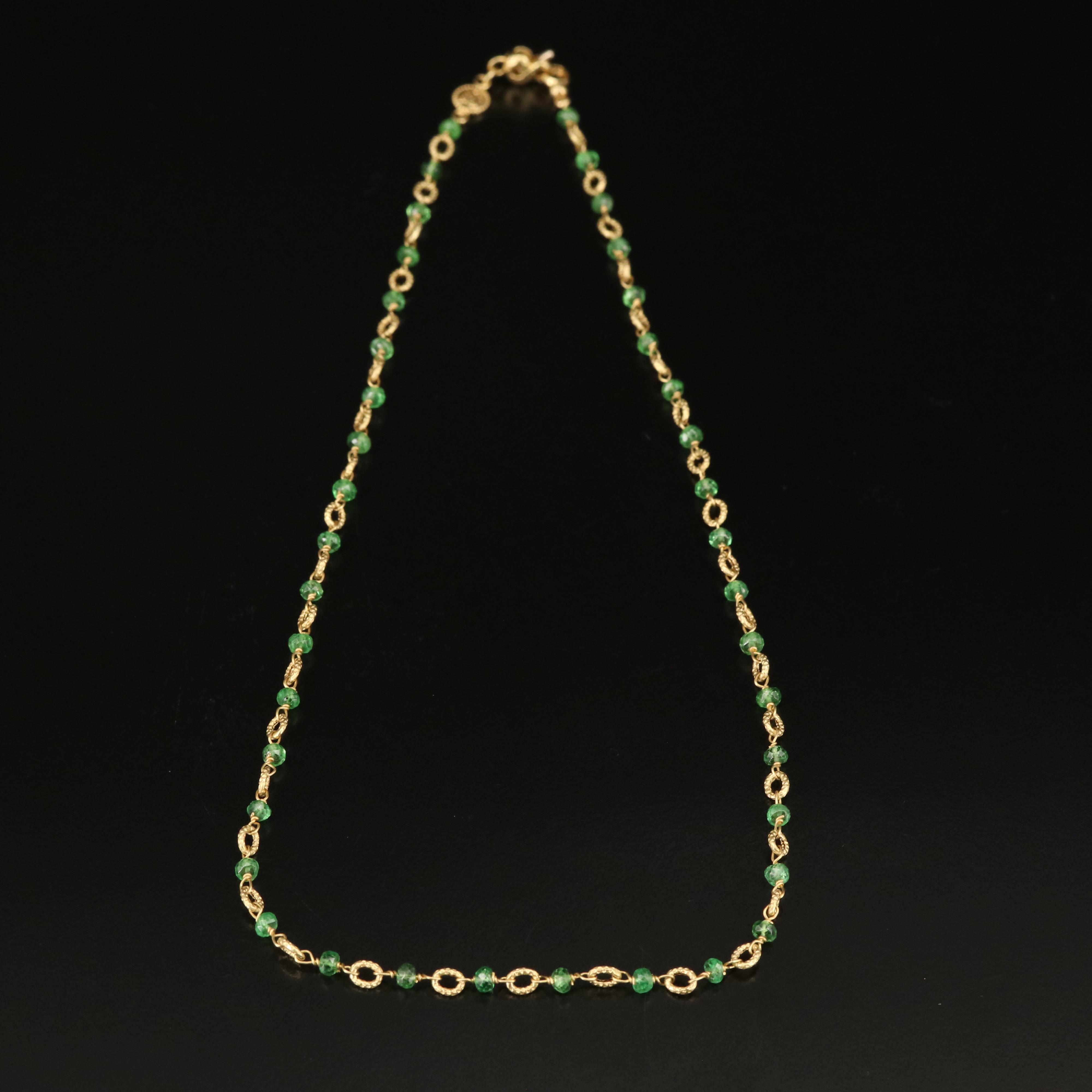 18K Tsavorite Faceted Bead Necklace