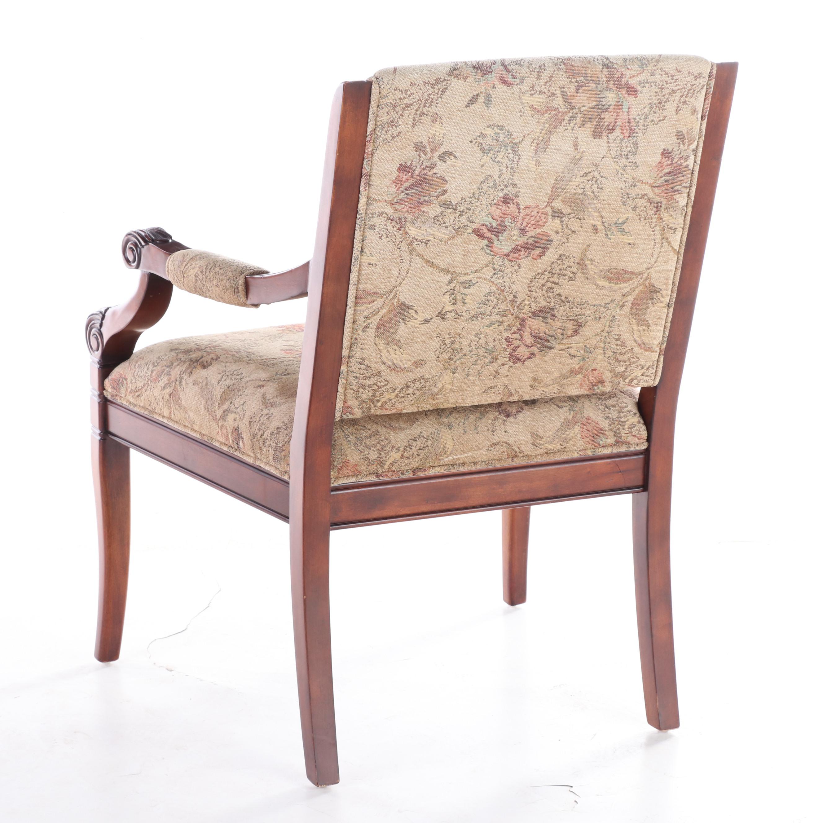Sam Moore Furniture Neoclassical Style Hardwood and Custom-Upholstered Fauteuil