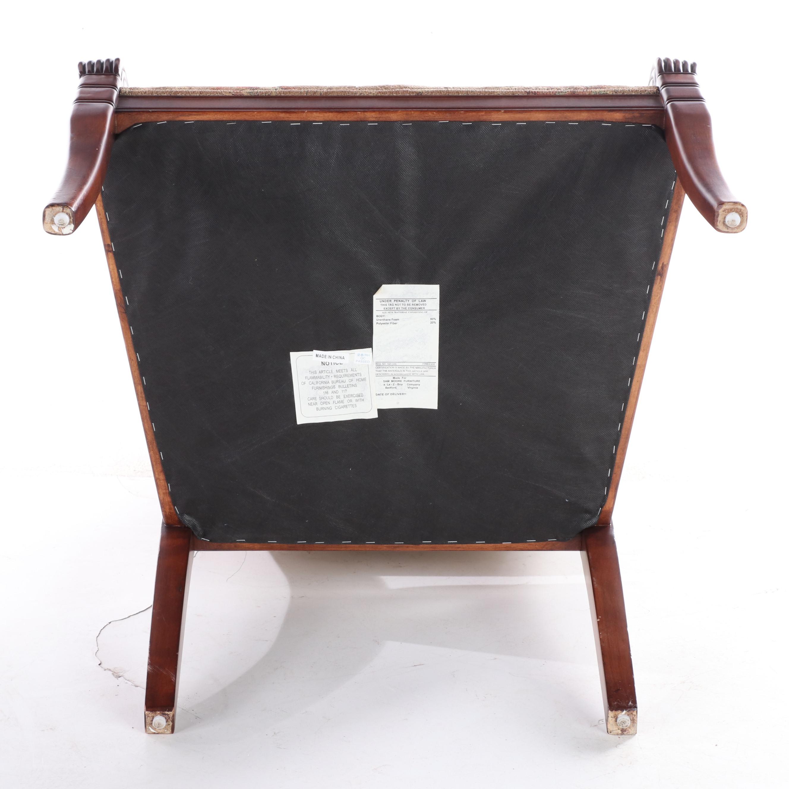 Sam Moore Furniture Neoclassical Style Hardwood and Custom-Upholstered Fauteuil