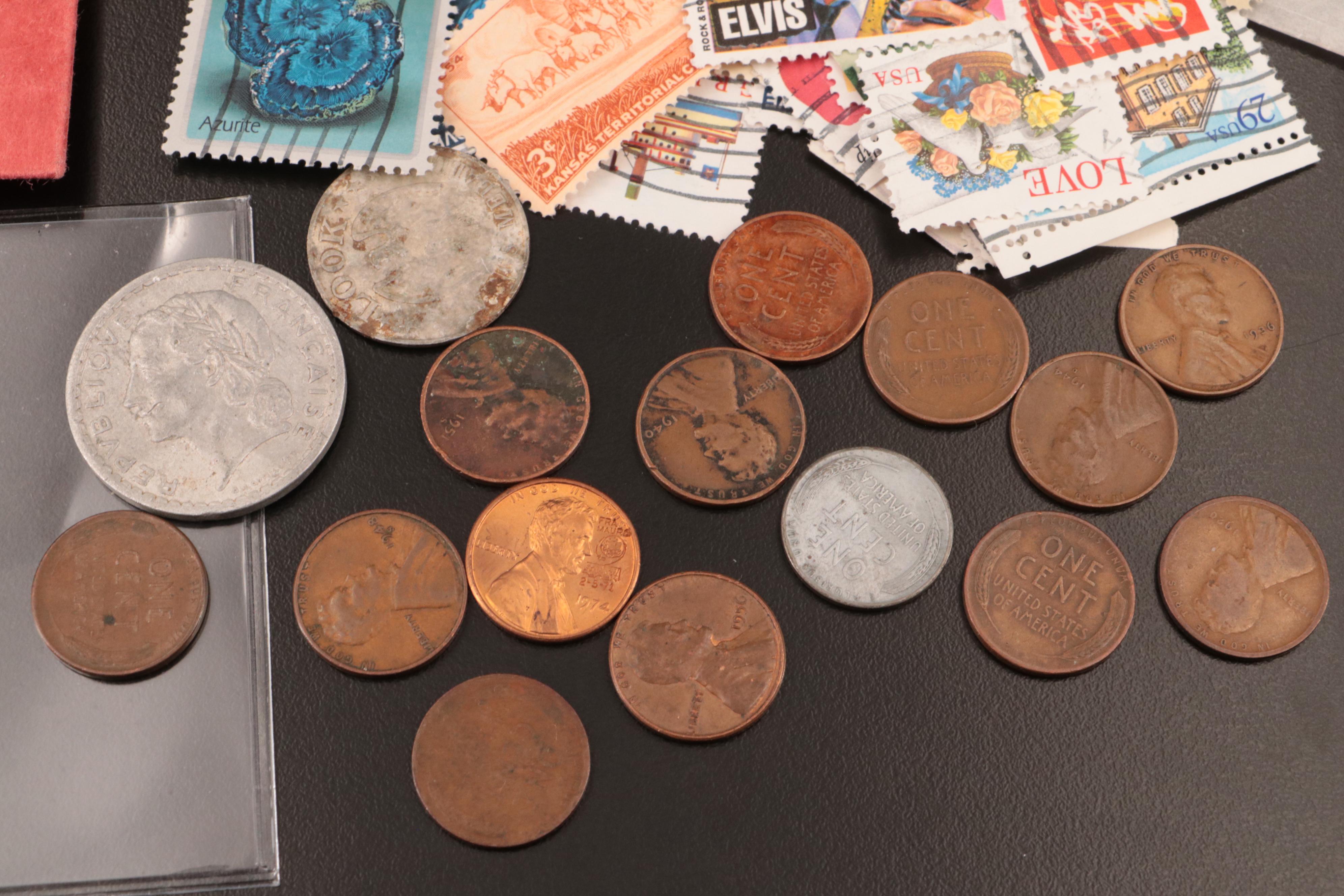 Sixteen Coins, Postage Stamps, and Other Ephemera