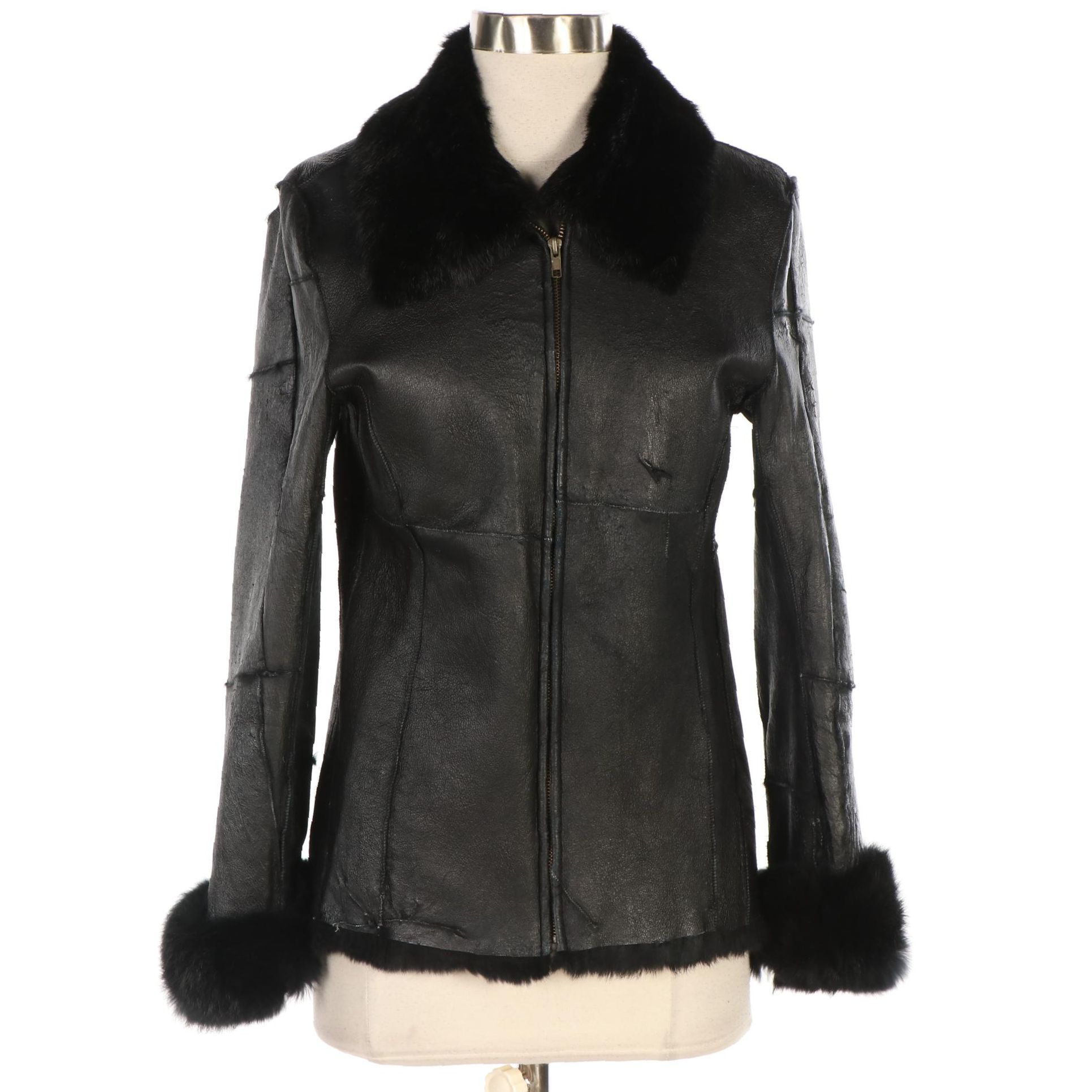 B Lucid Rabbit Skin Fur Lined Jacket