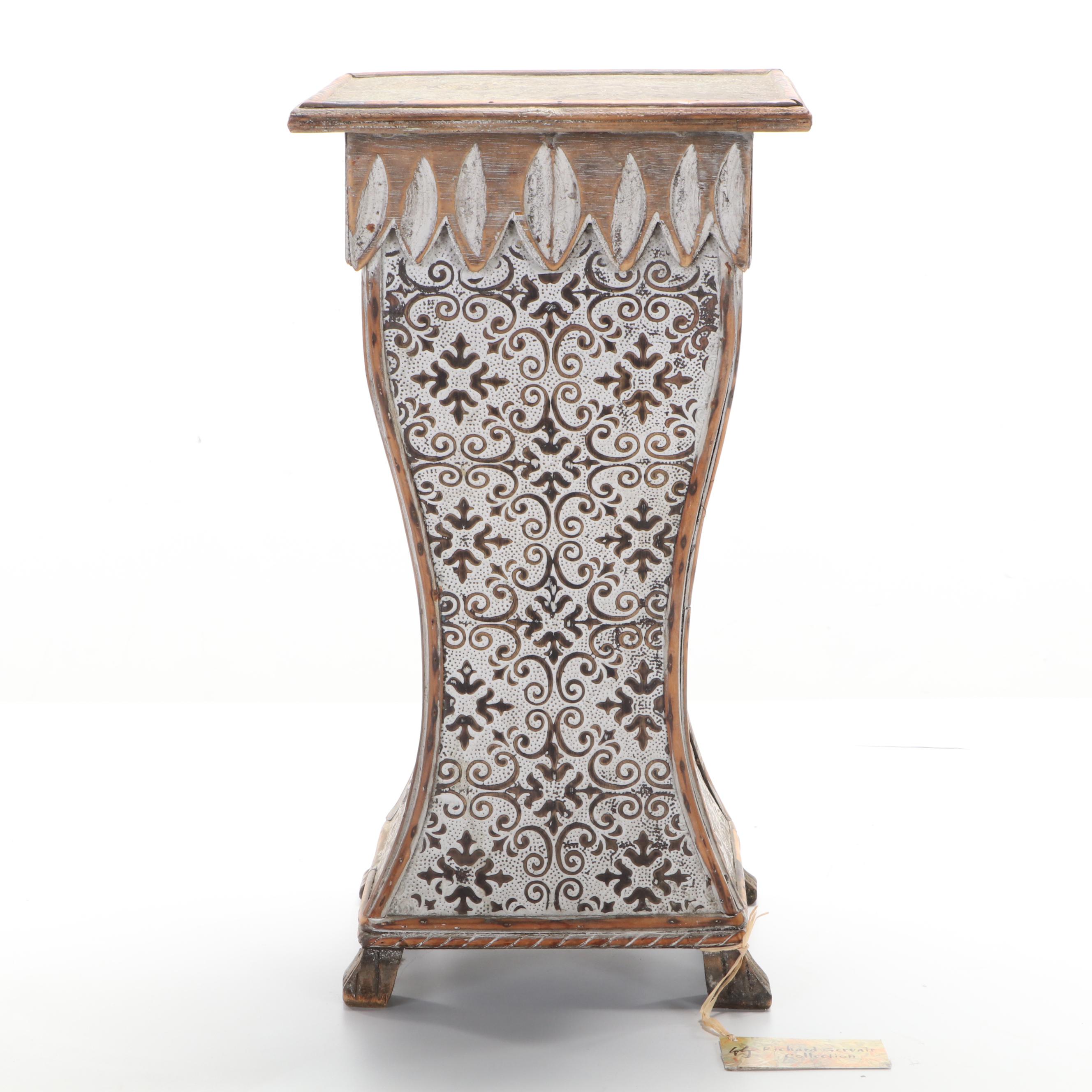 Philippine Carved Wood and Pressed Metal Pedestal Table, 20th Century