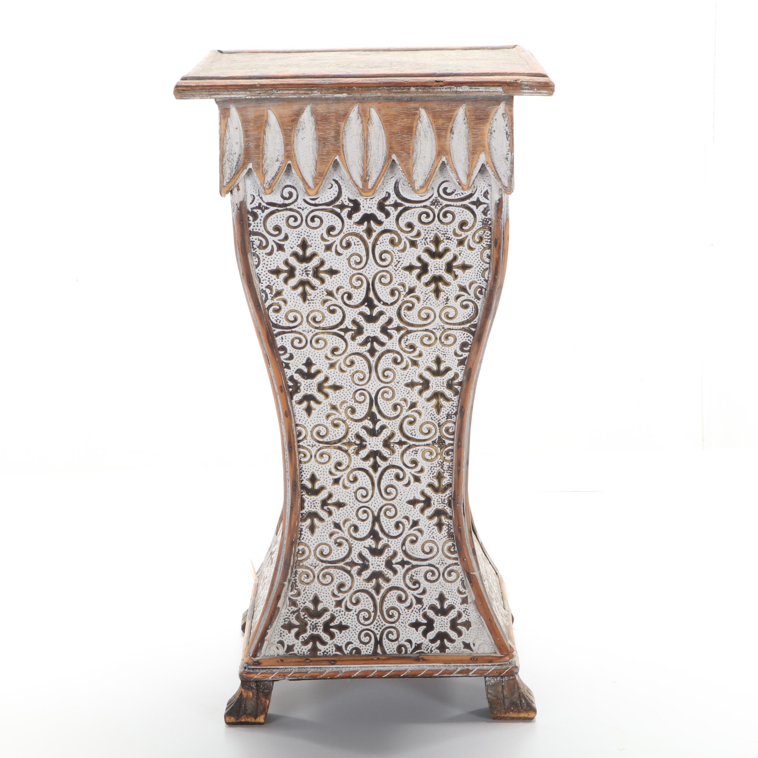 Philippine Carved Wood and Pressed Metal Pedestal Table, 20th Century