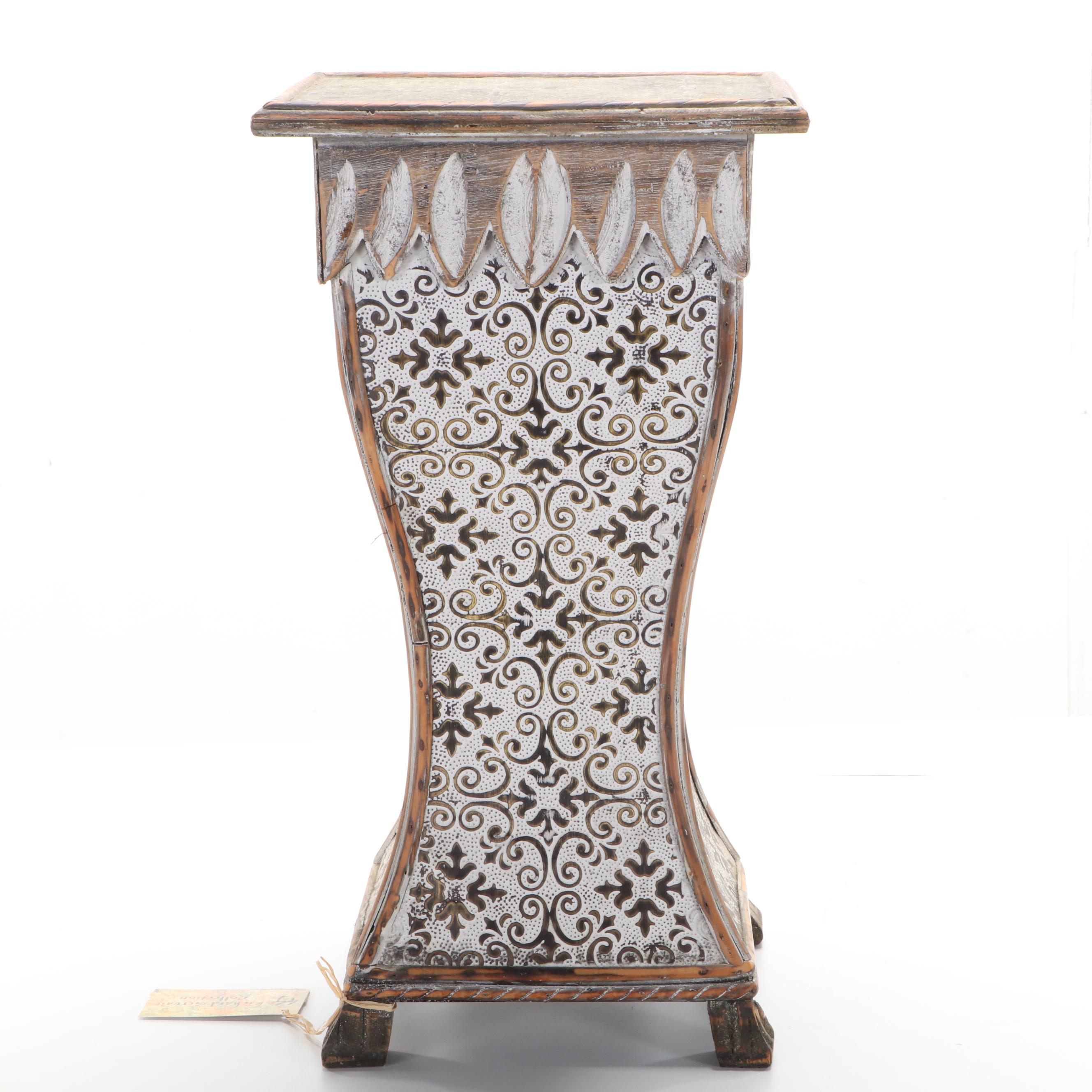 Philippine Carved Wood and Pressed Metal Pedestal Table, 20th Century