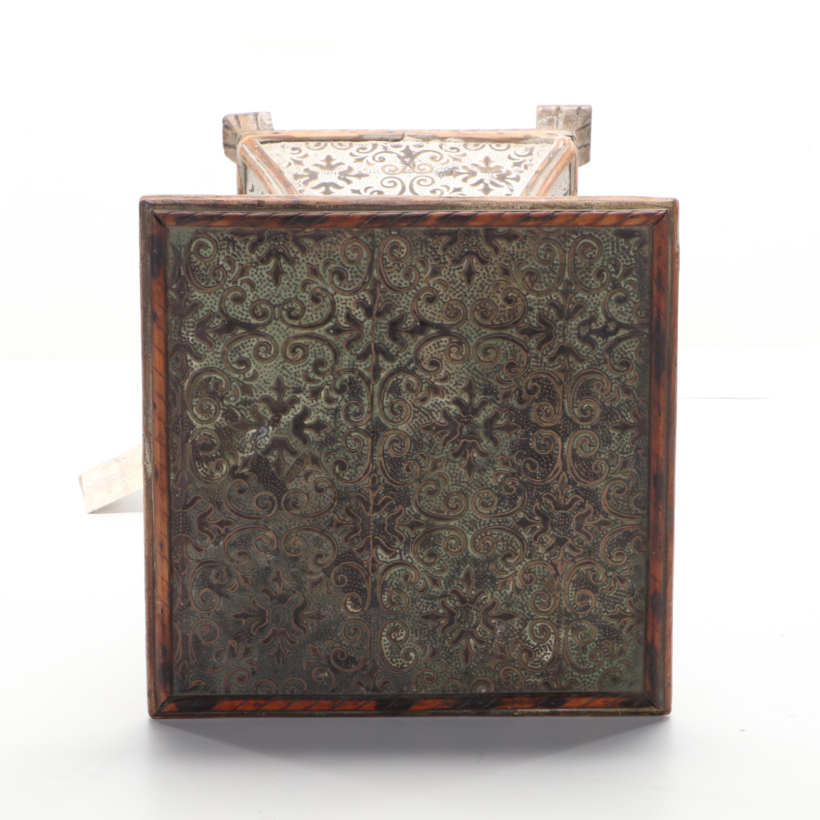Philippine Carved Wood and Pressed Metal Pedestal Table, 20th Century