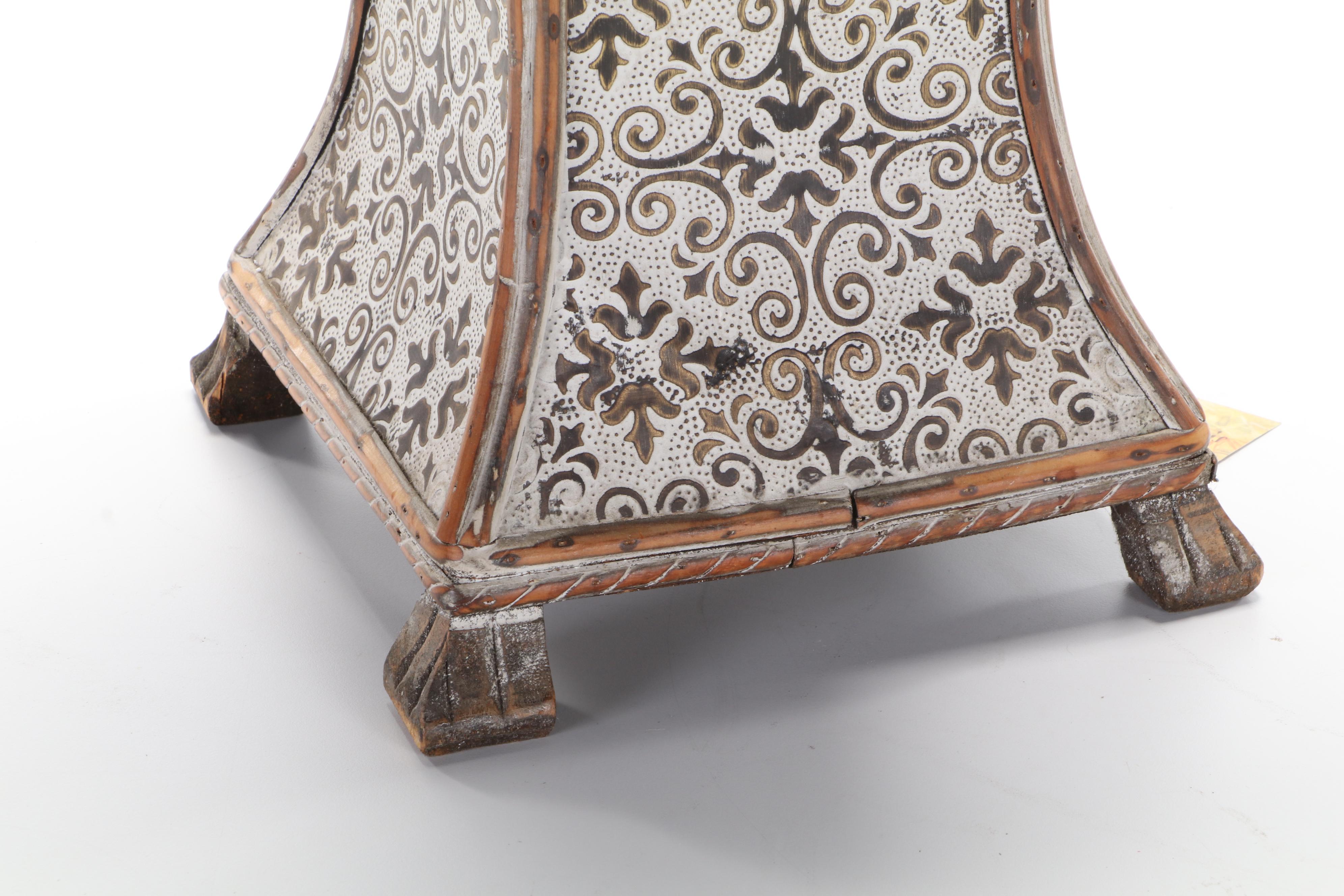 Philippine Carved Wood and Pressed Metal Pedestal Table, 20th Century