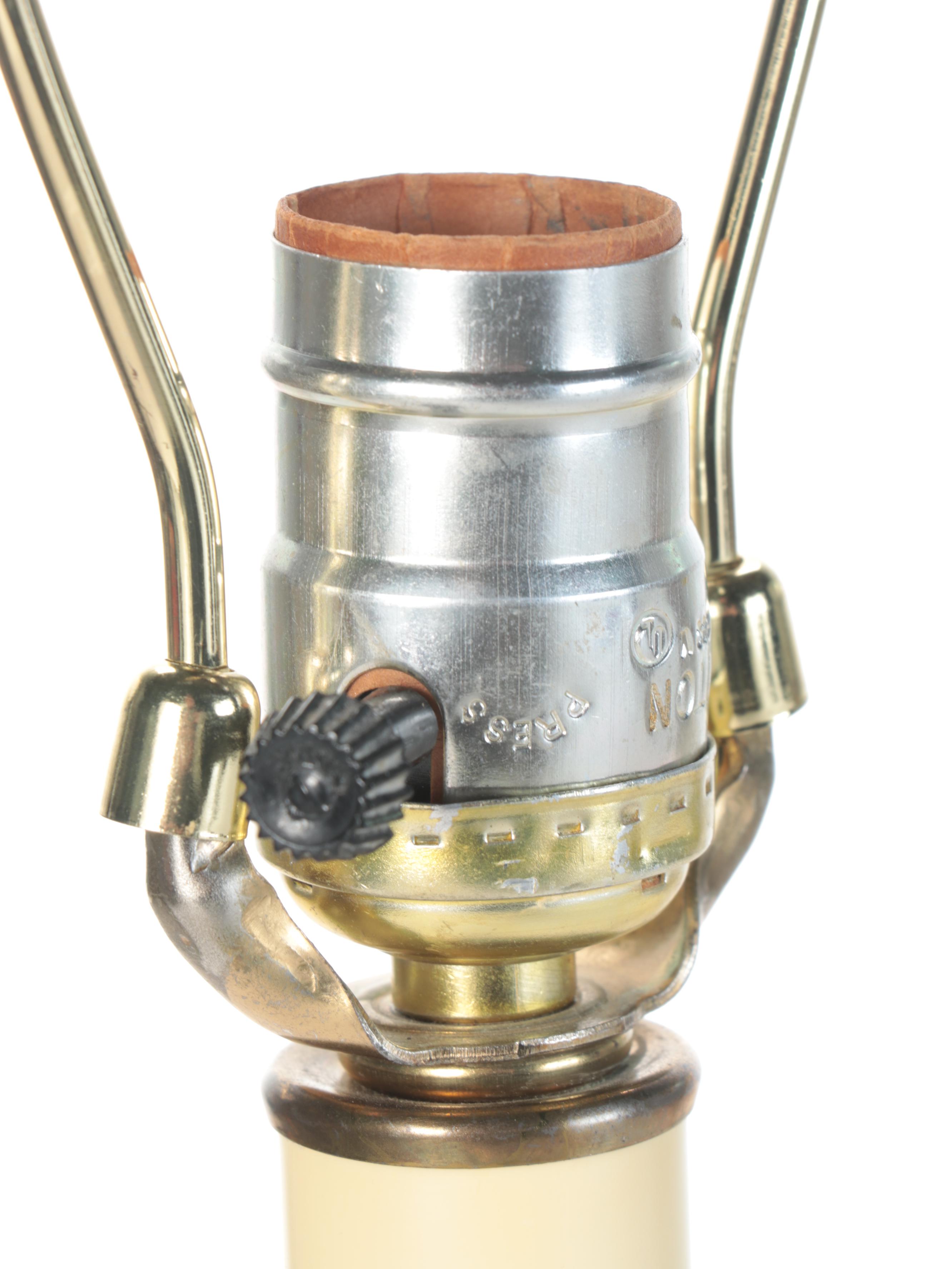 Etched Glass, Brass and Marble Table Lamps, Mid to Late 20th Century