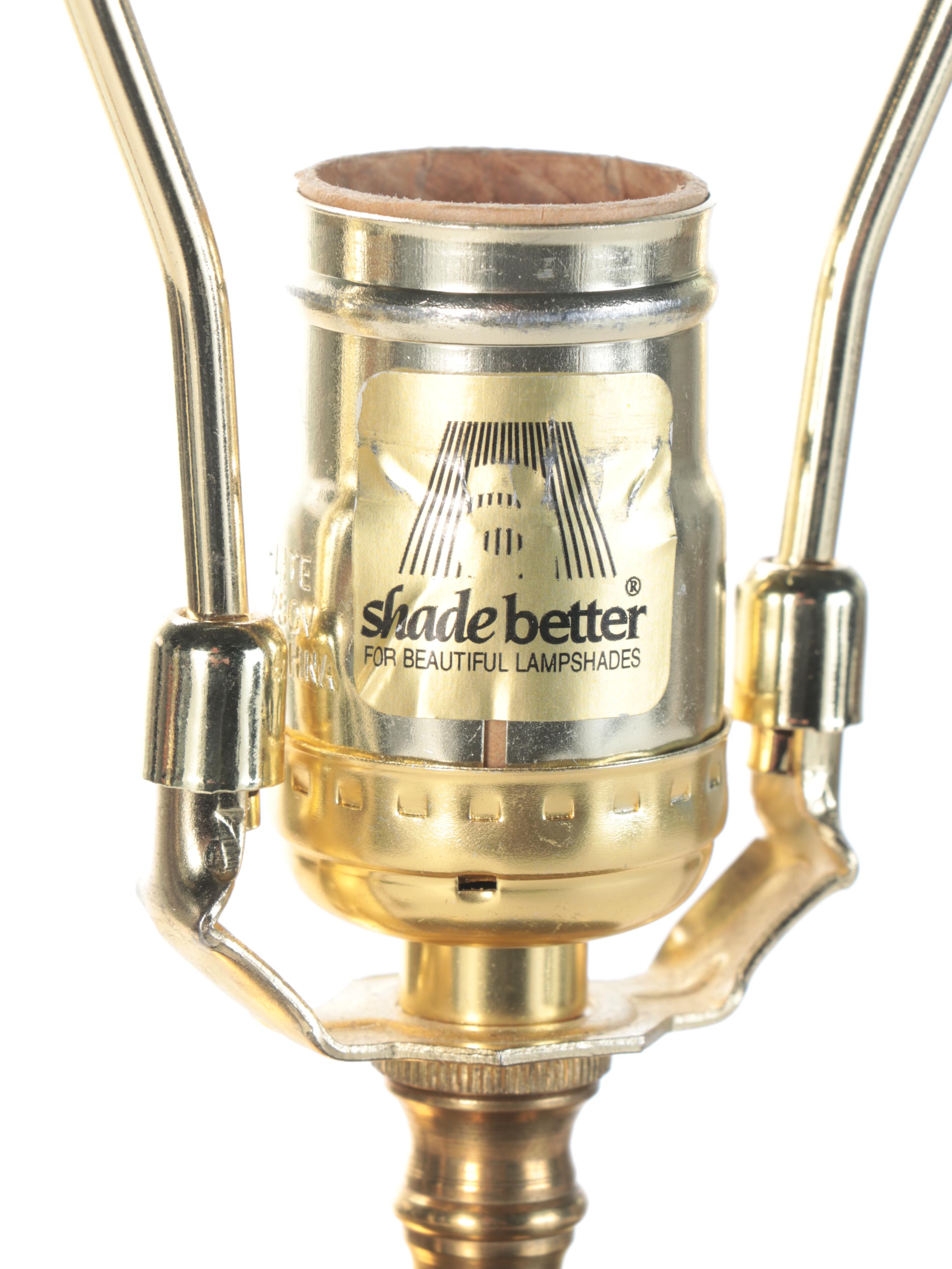 Etched Glass, Brass and Marble Table Lamps, Mid to Late 20th Century