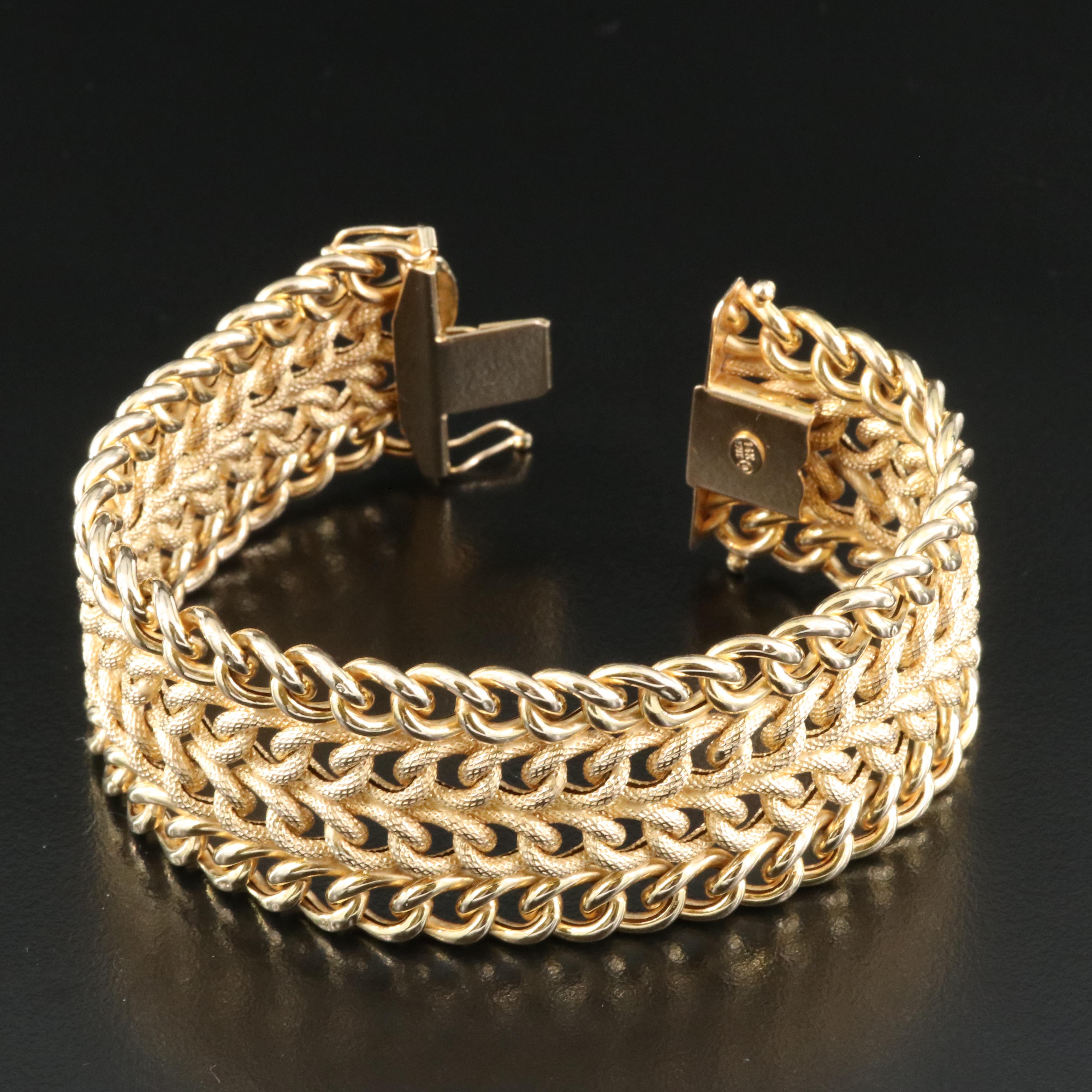 Italian 14K Wide Multi-Row Curb Chain Bracelet