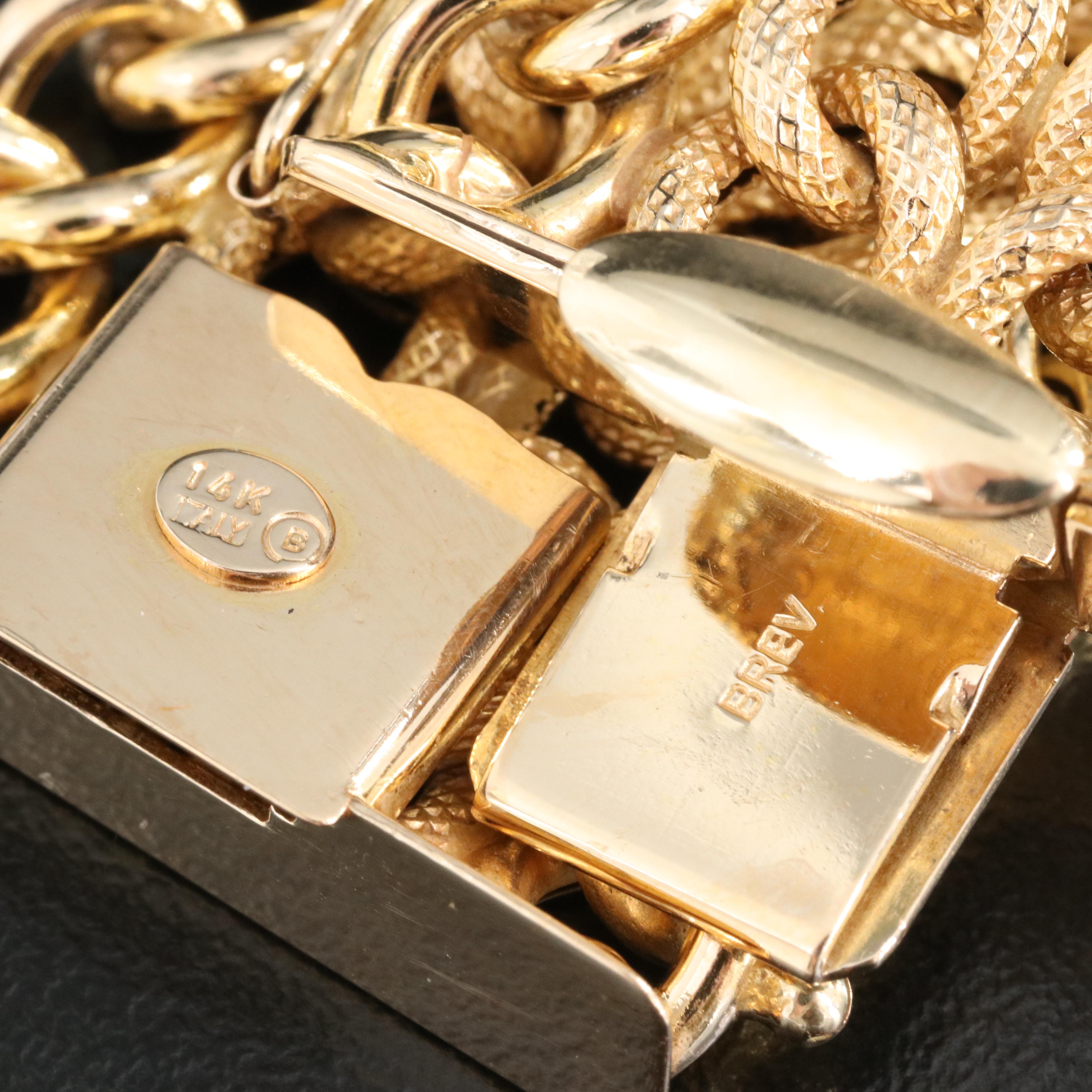 Italian 14K Wide Multi-Row Curb Chain Bracelet