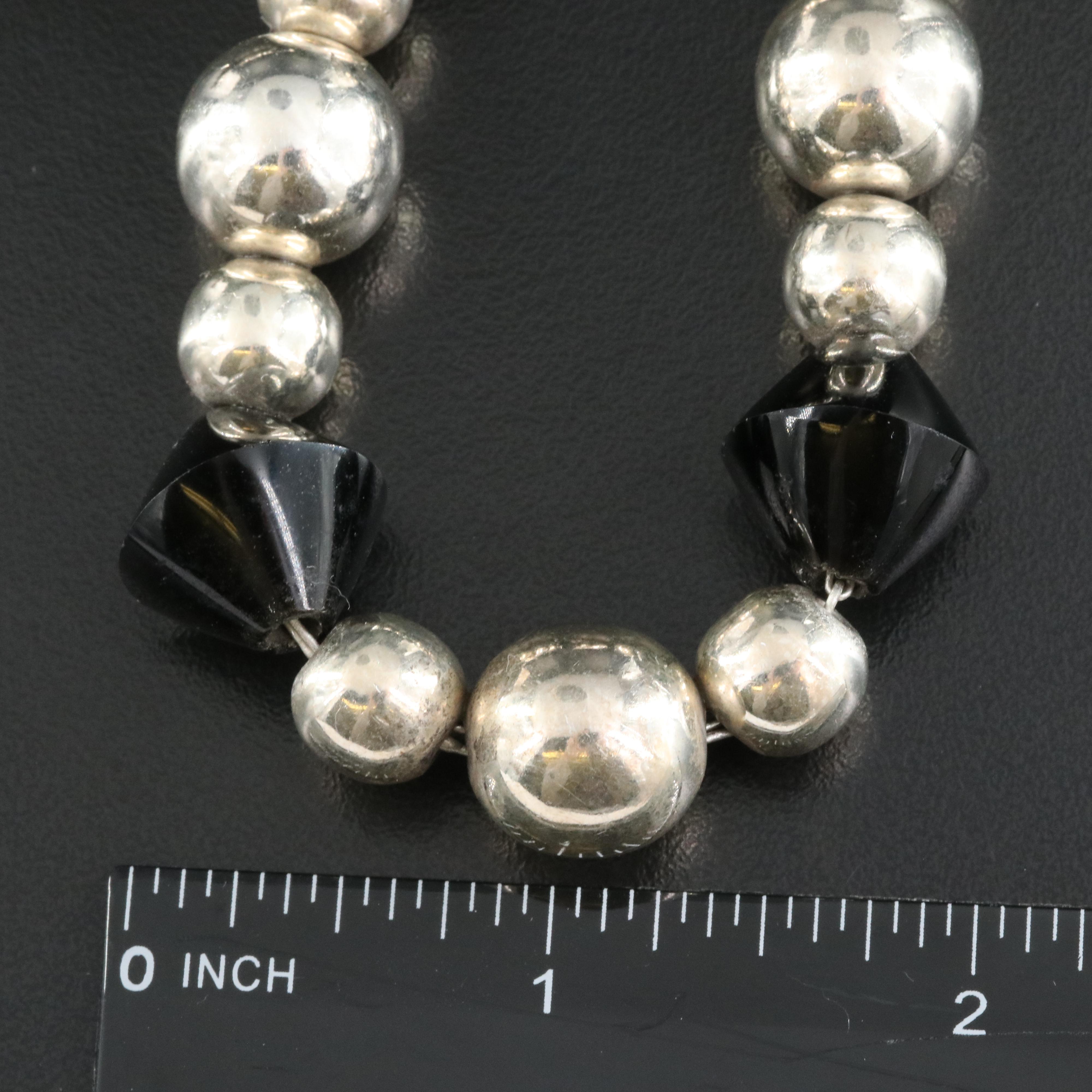 Mexican Sterling Beaded Necklace