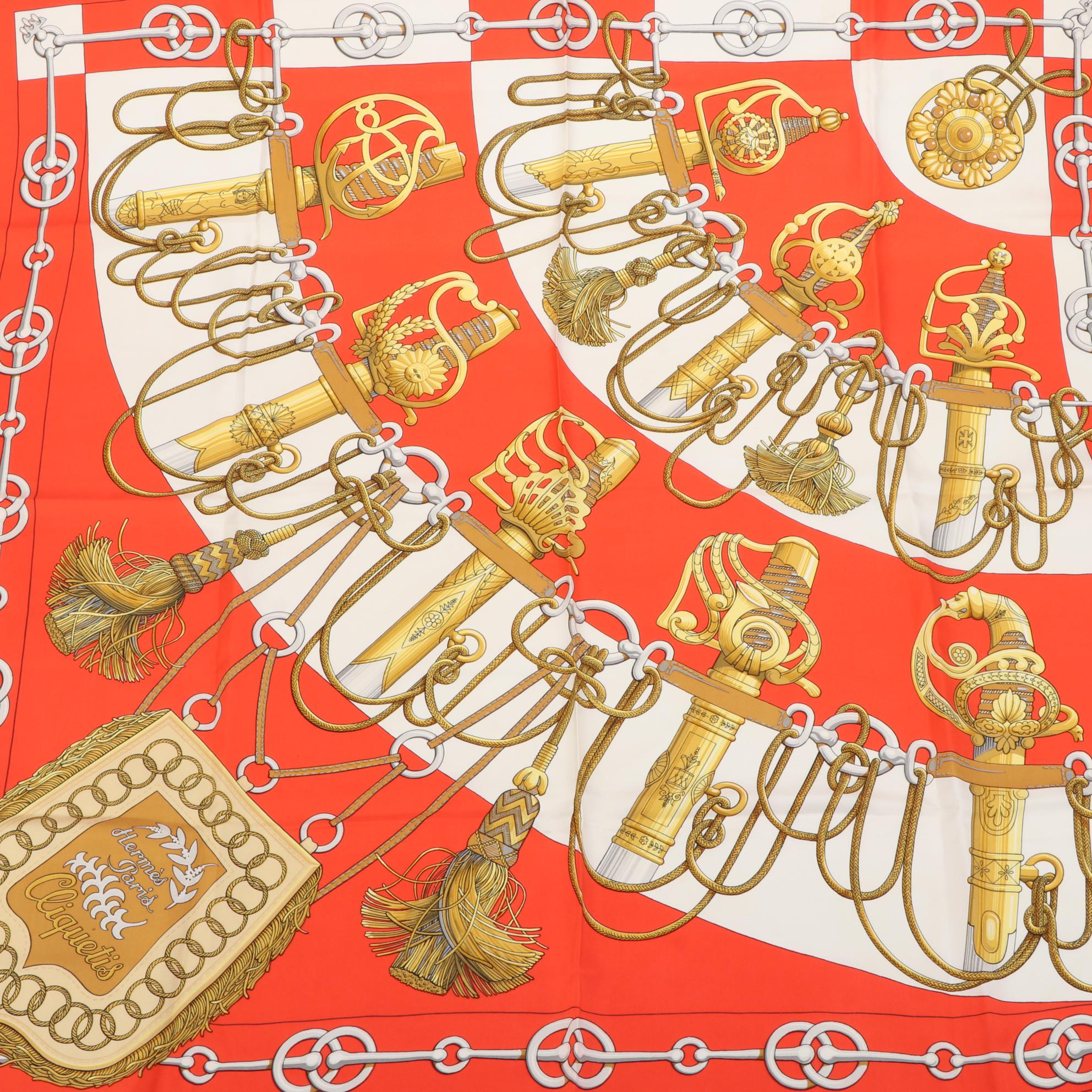 Hermès "Cliquetis" Scarf 90 in Silk Twill