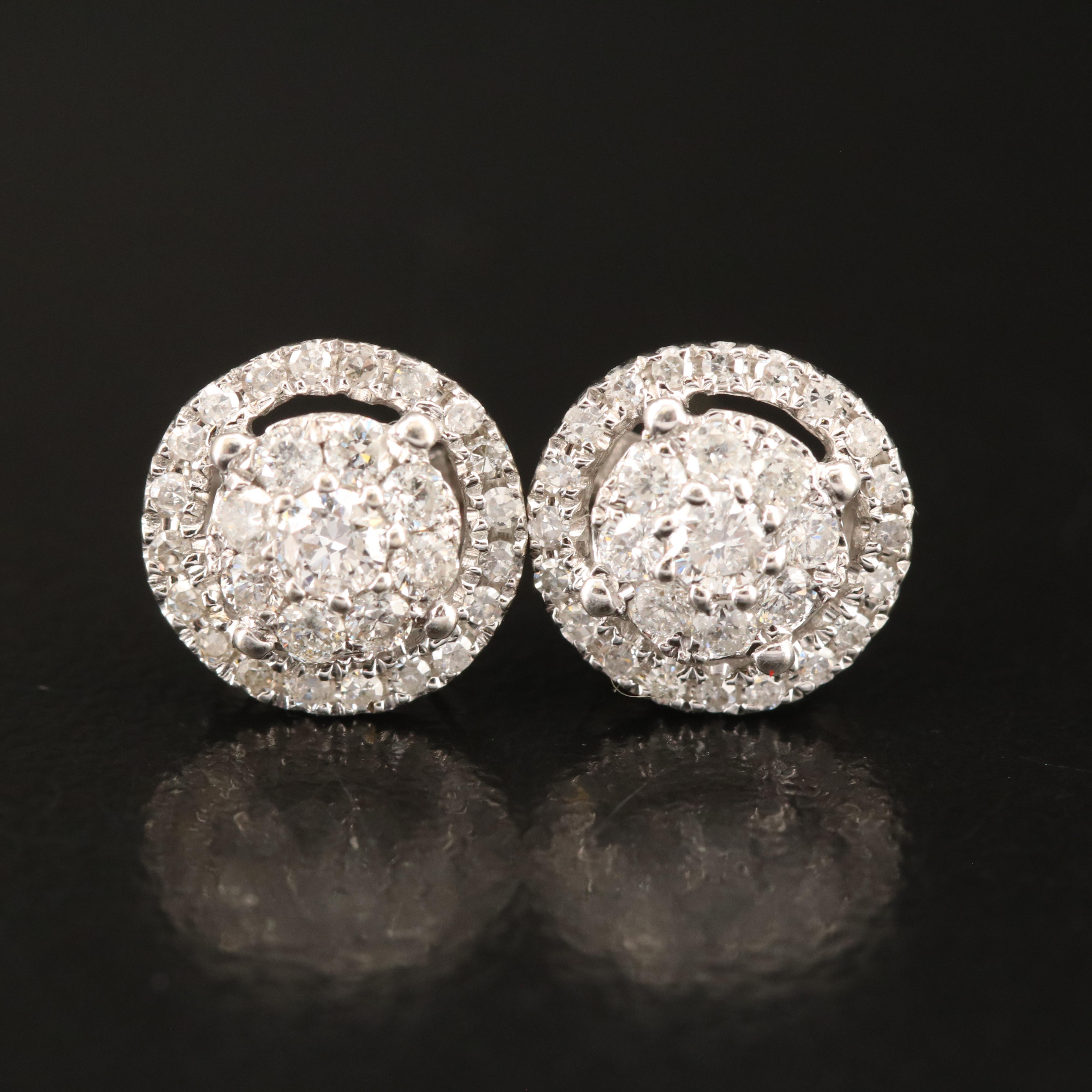 14K 0.55 CTW Diamond Halo Stud Earrings