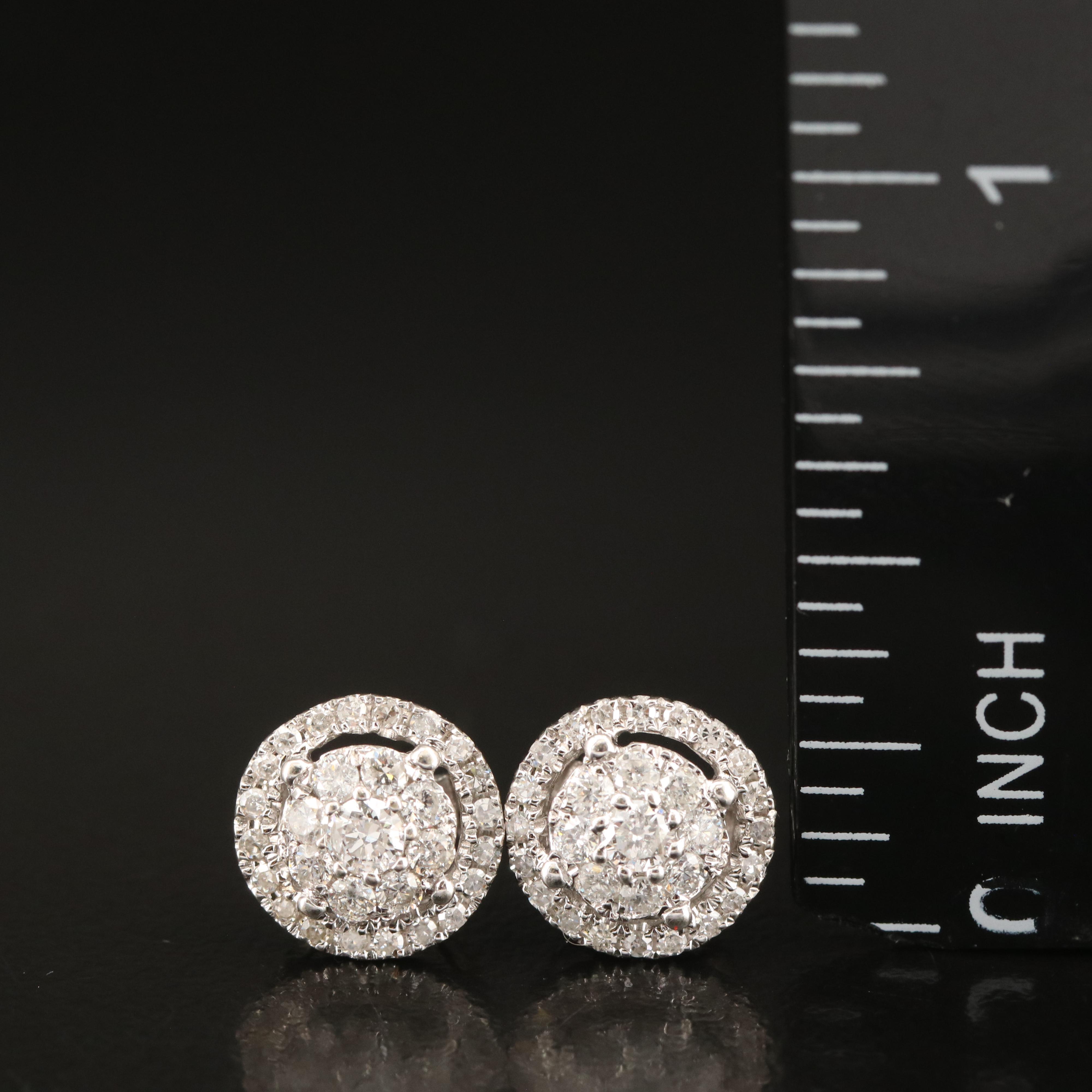 14K 0.55 CTW Diamond Halo Stud Earrings