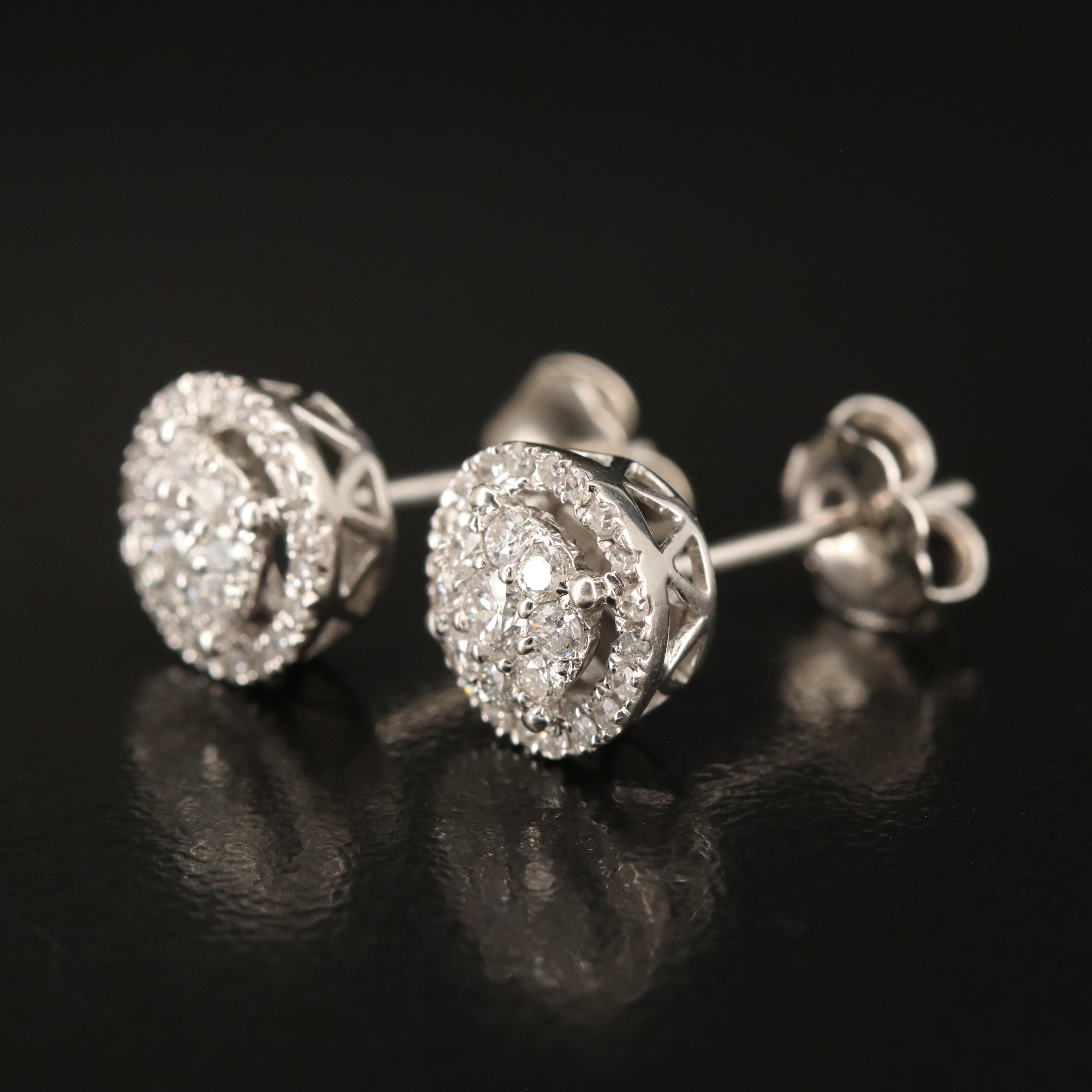 14K 0.55 CTW Diamond Halo Stud Earrings