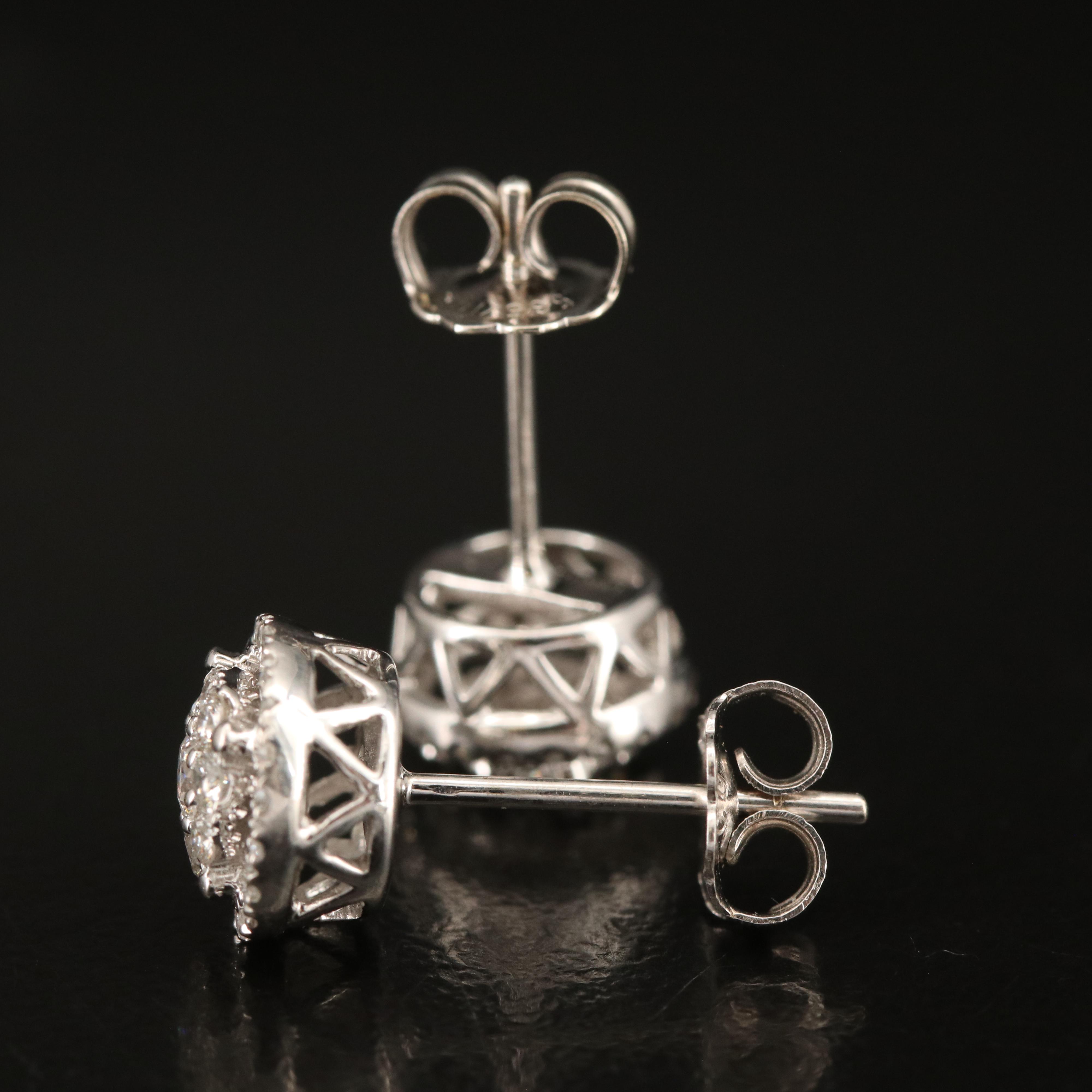 14K 0.55 CTW Diamond Halo Stud Earrings